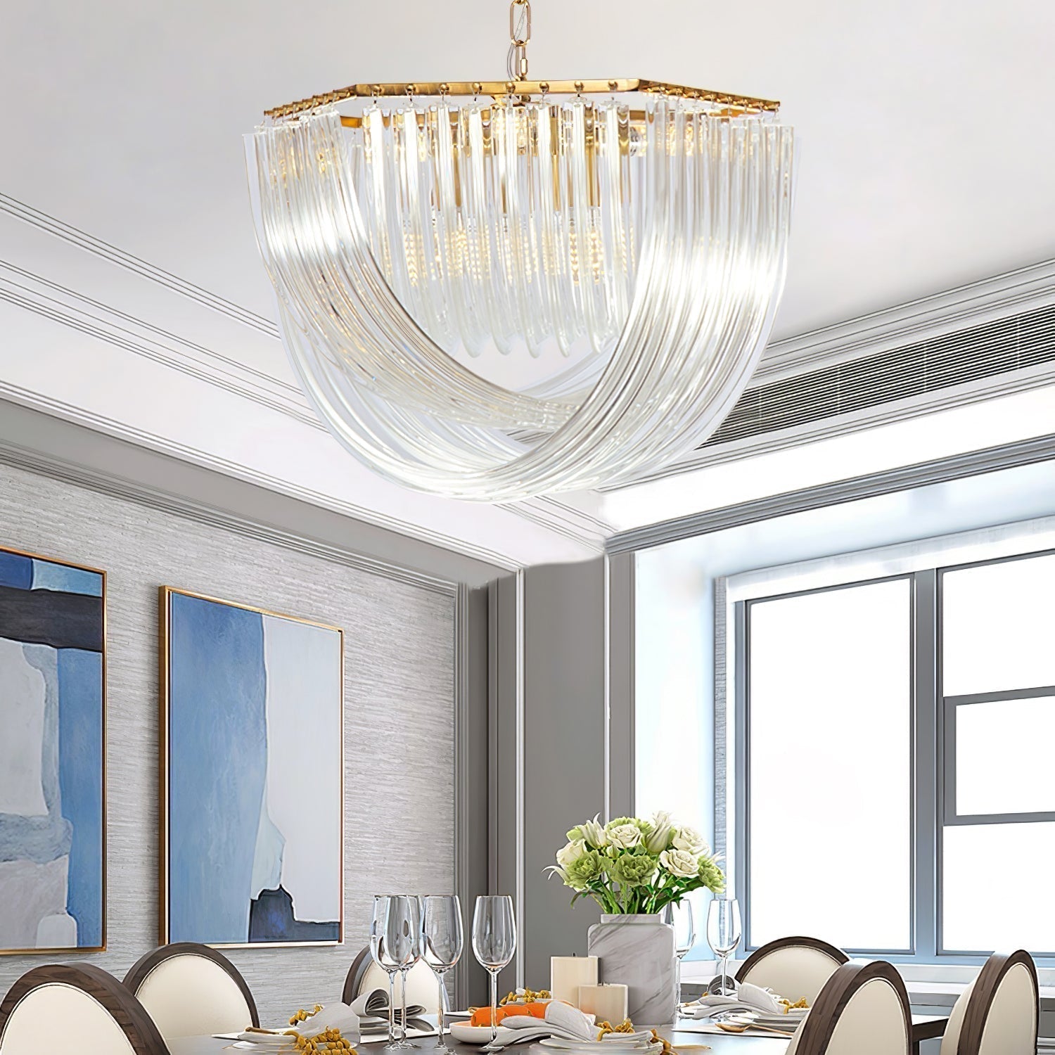 Aurora Chandelier Clear Curved Tiered - Blowlighting