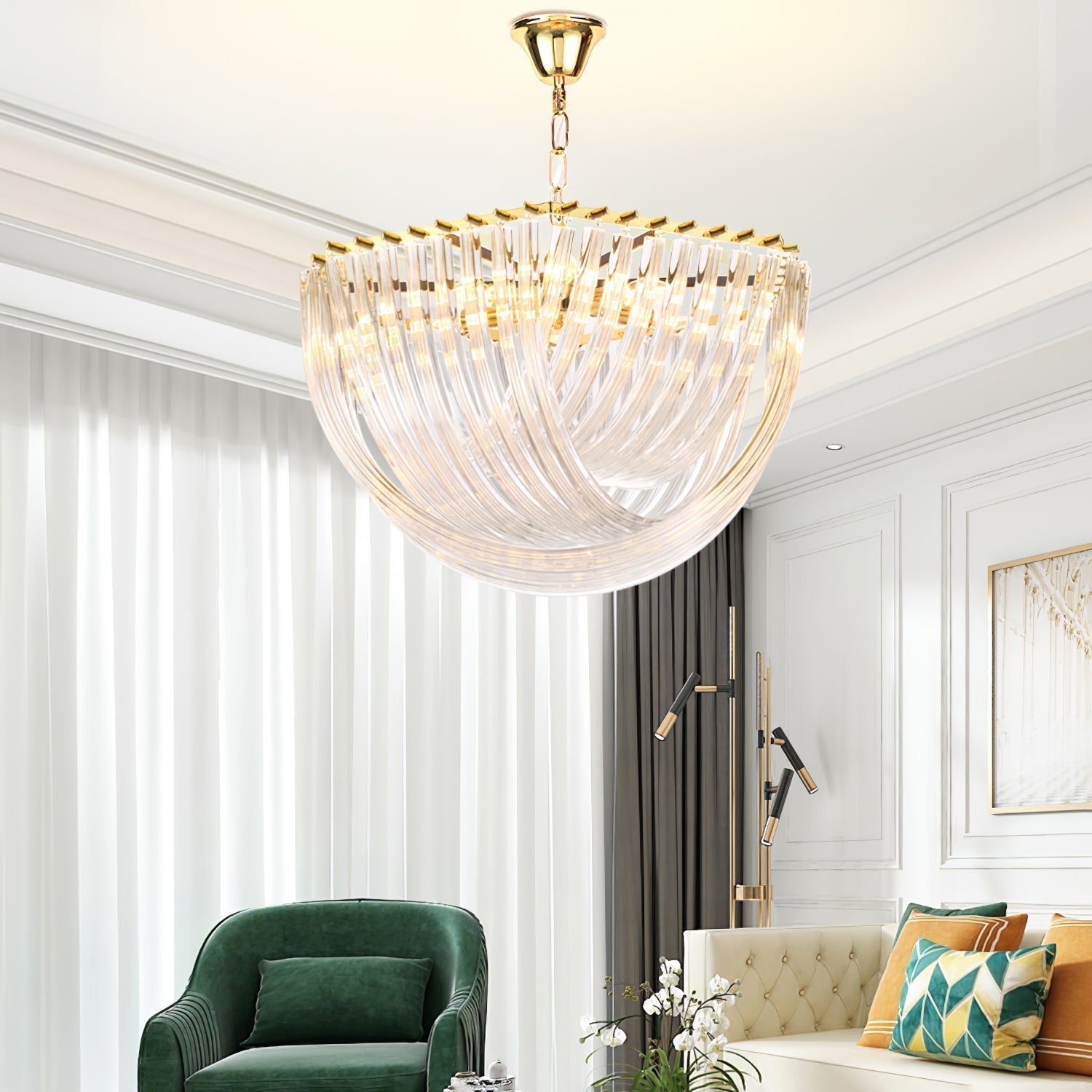 Aurora Chandelier Clear Curved Tiered - Blowlighting