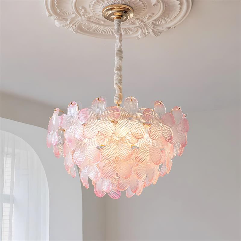 Cavine Pink Glass Flower Chandelier - Letslighting