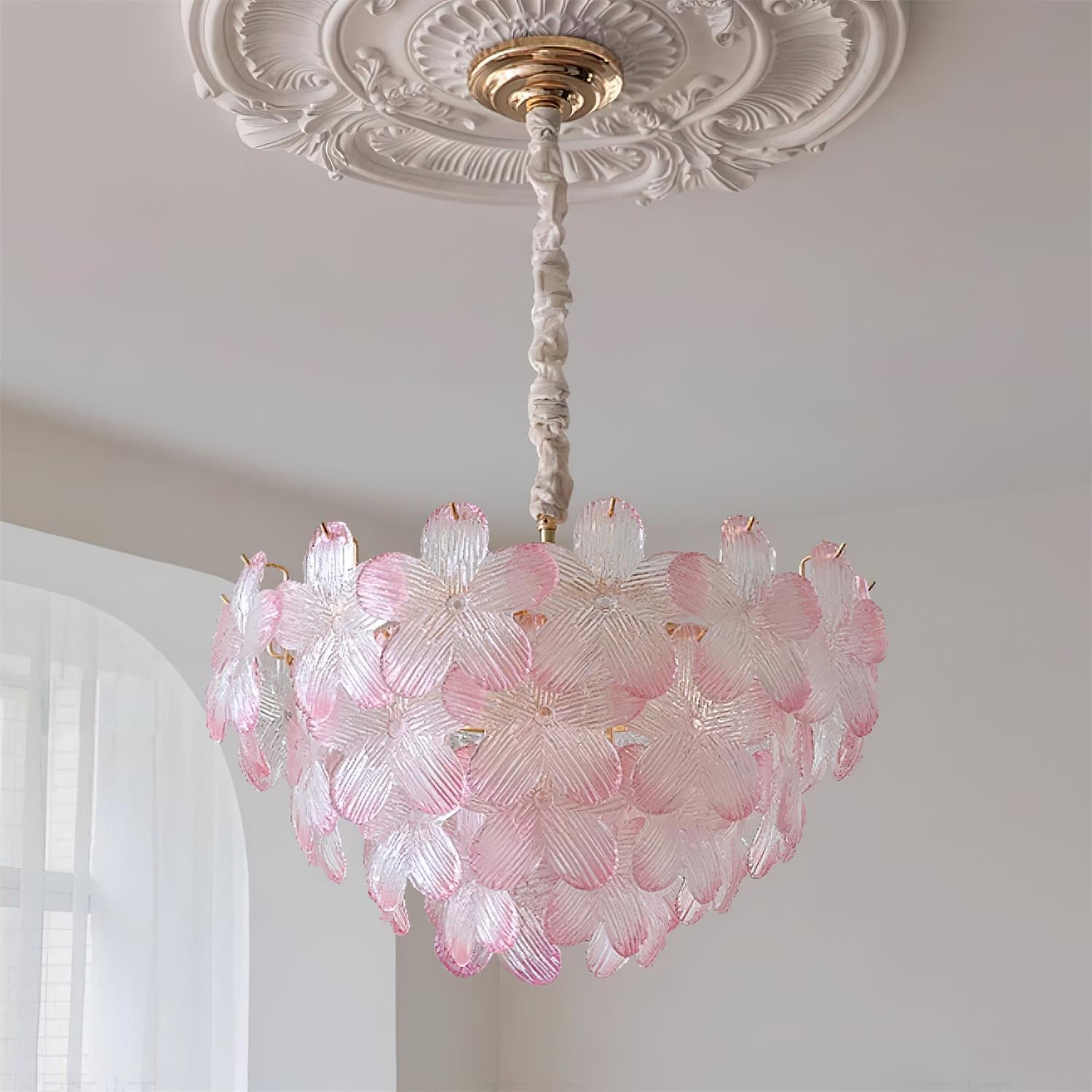 Cavine Pink Glass Flower Chandelier - Letslighting
