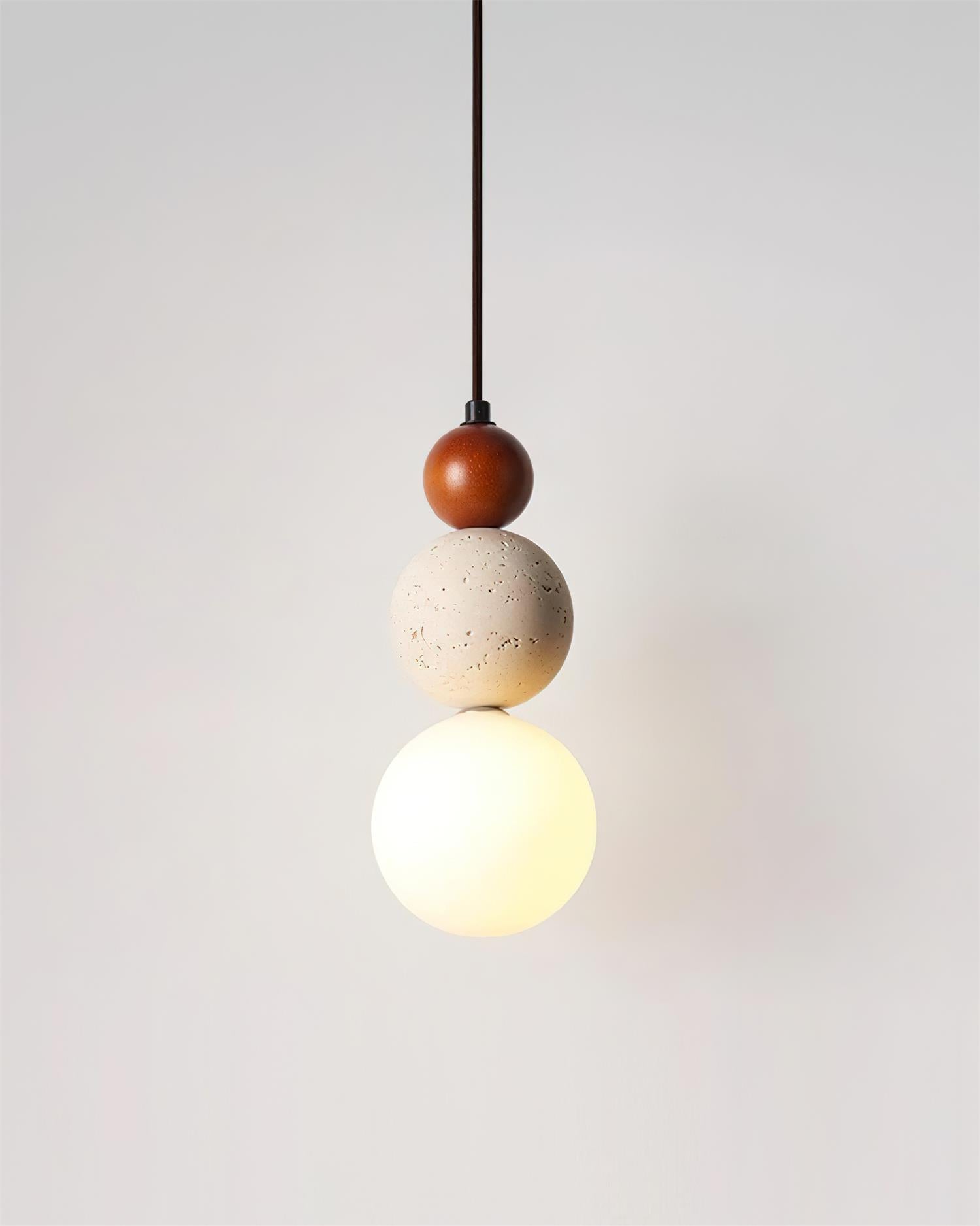 Ritta Triple Sphere Pendant Light Travertine - Letslighting