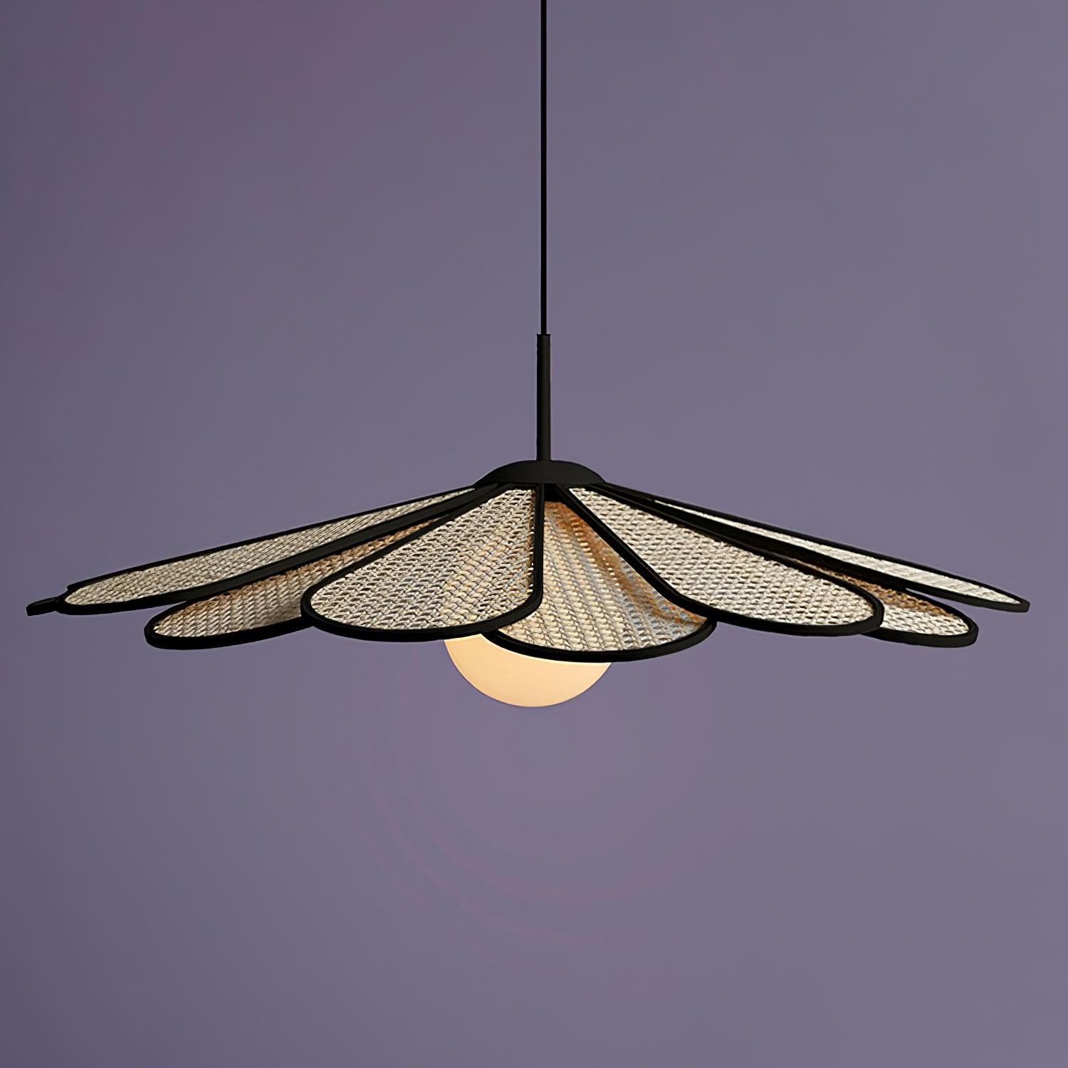 Pendelleuchte Rattan Blütenblatt Metallrahmen-Letslighting