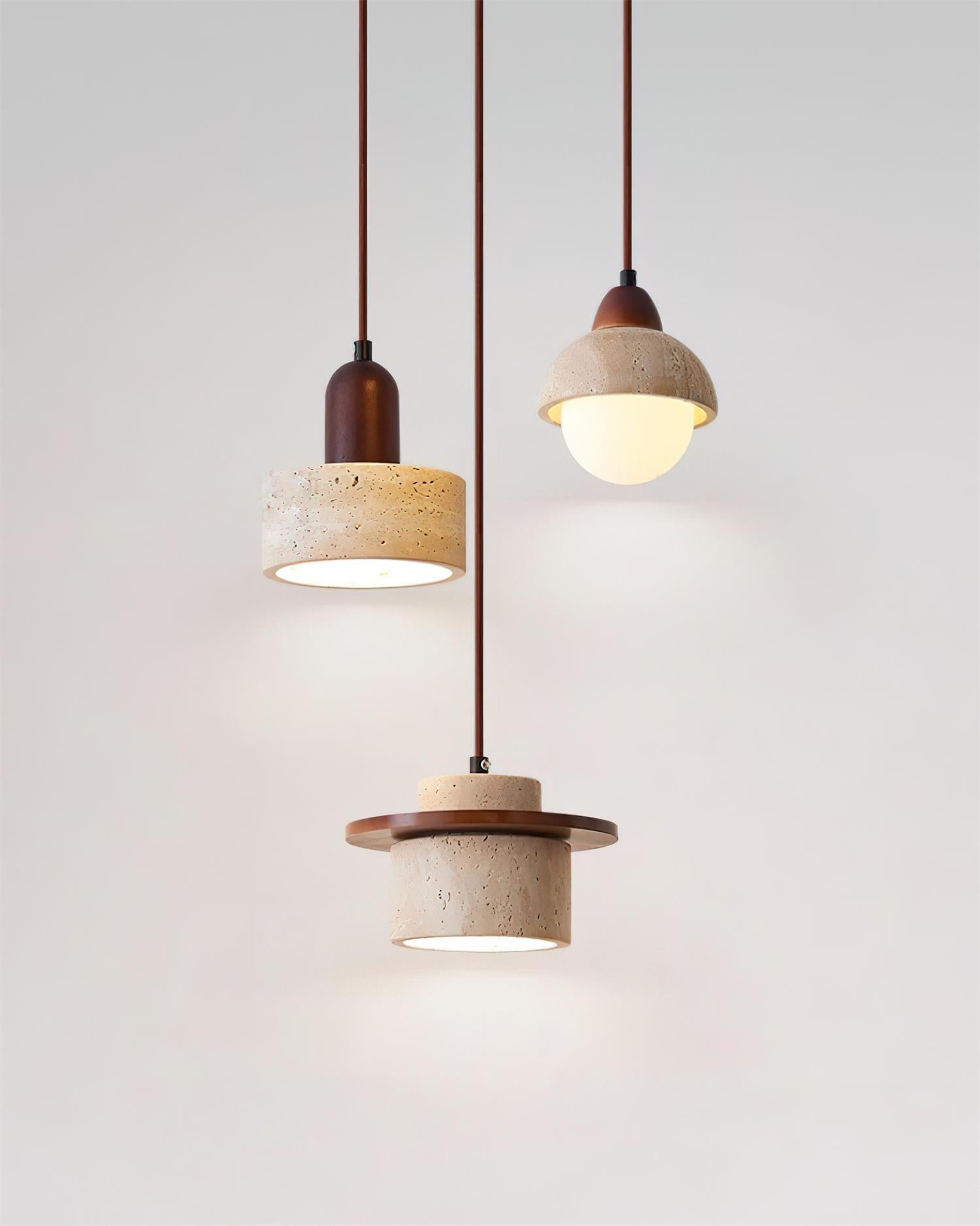 Lunara Multi-Light Pendant Lamp Set Travertine - Letslighting