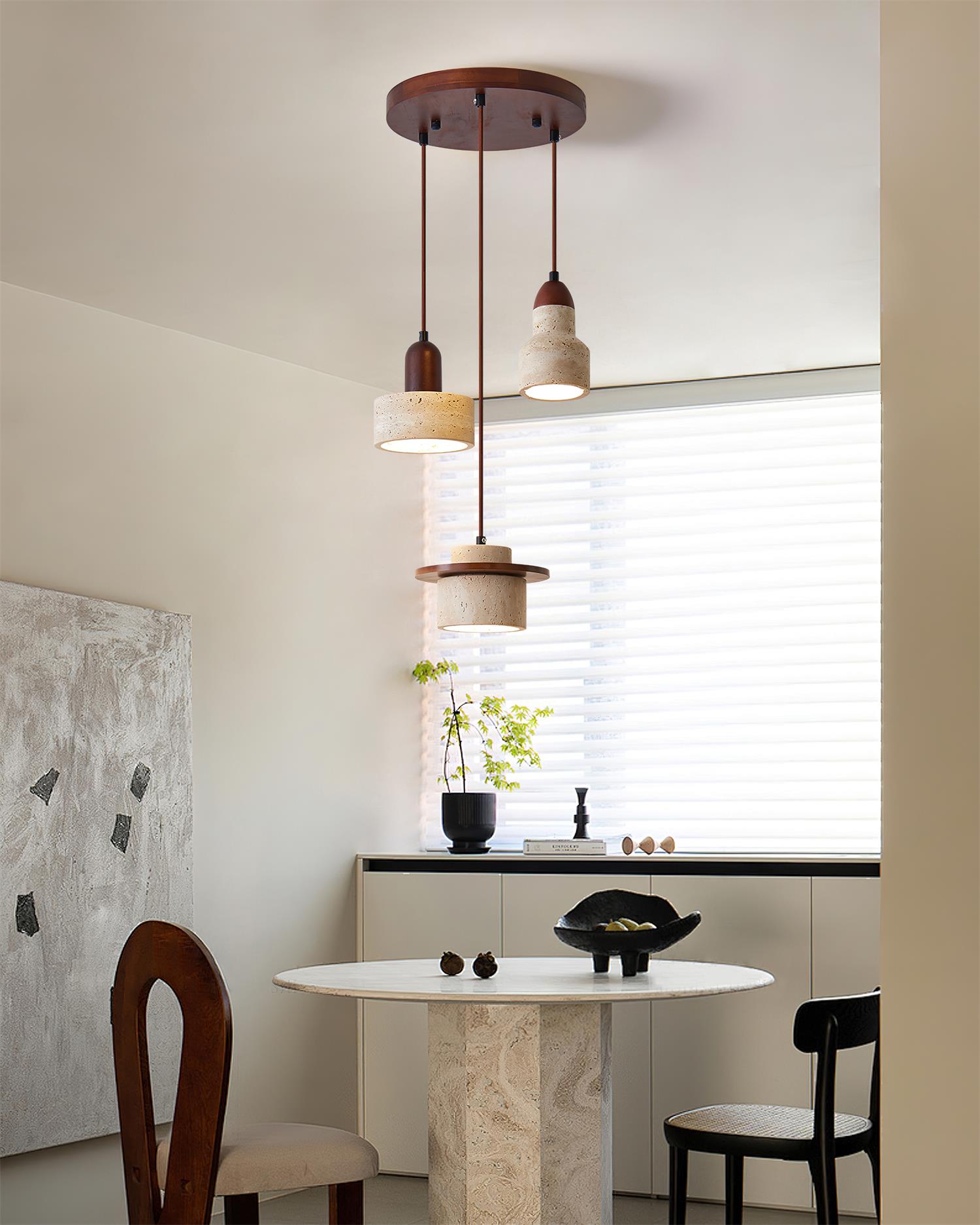 Lunara Multi-Light Pendant Lamp Set Travertine - Letslighting