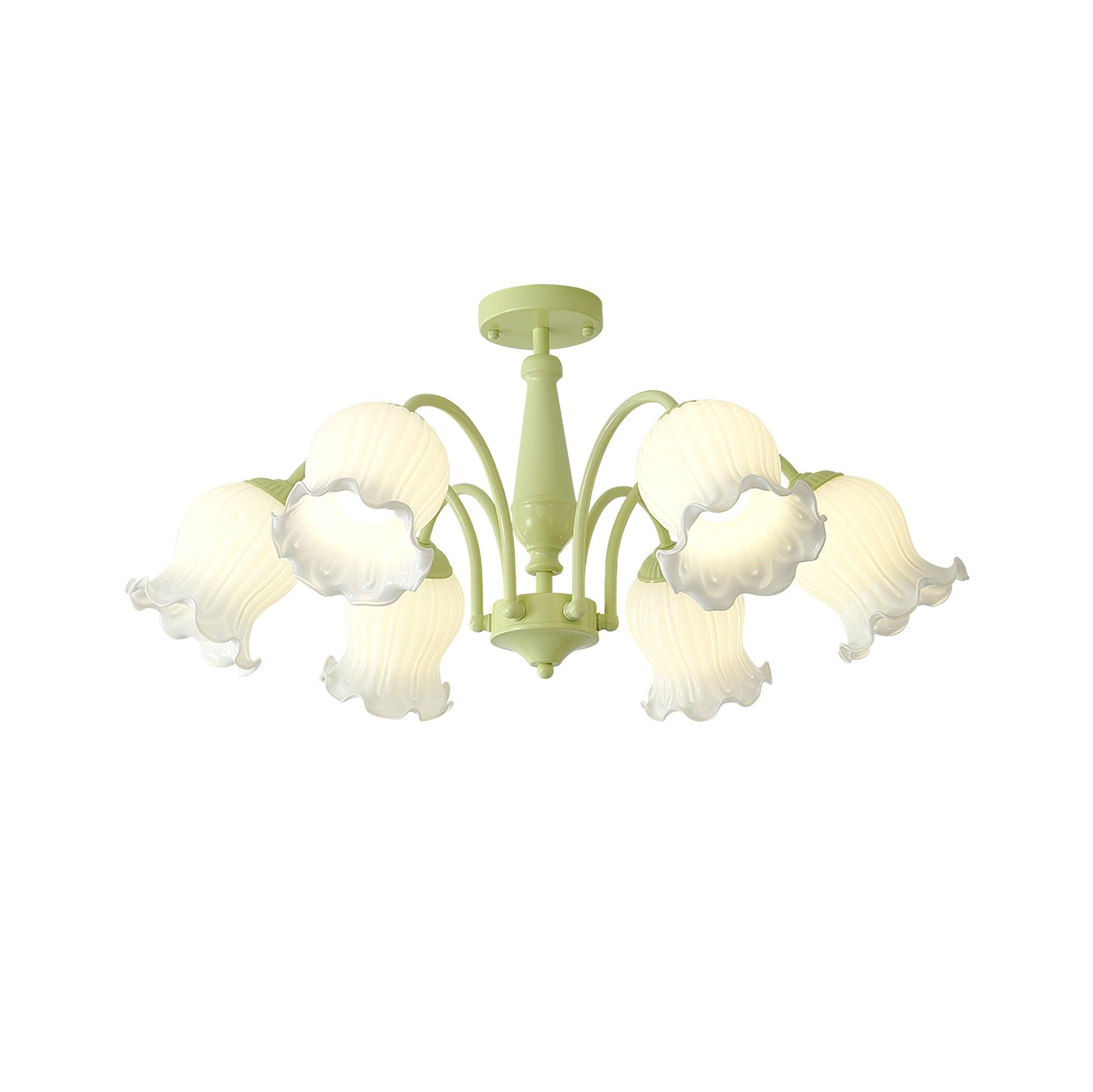 Lustra Trompeten-Kronleuchter mit floralen pastellfarbenen Glasblüten-Letslighting