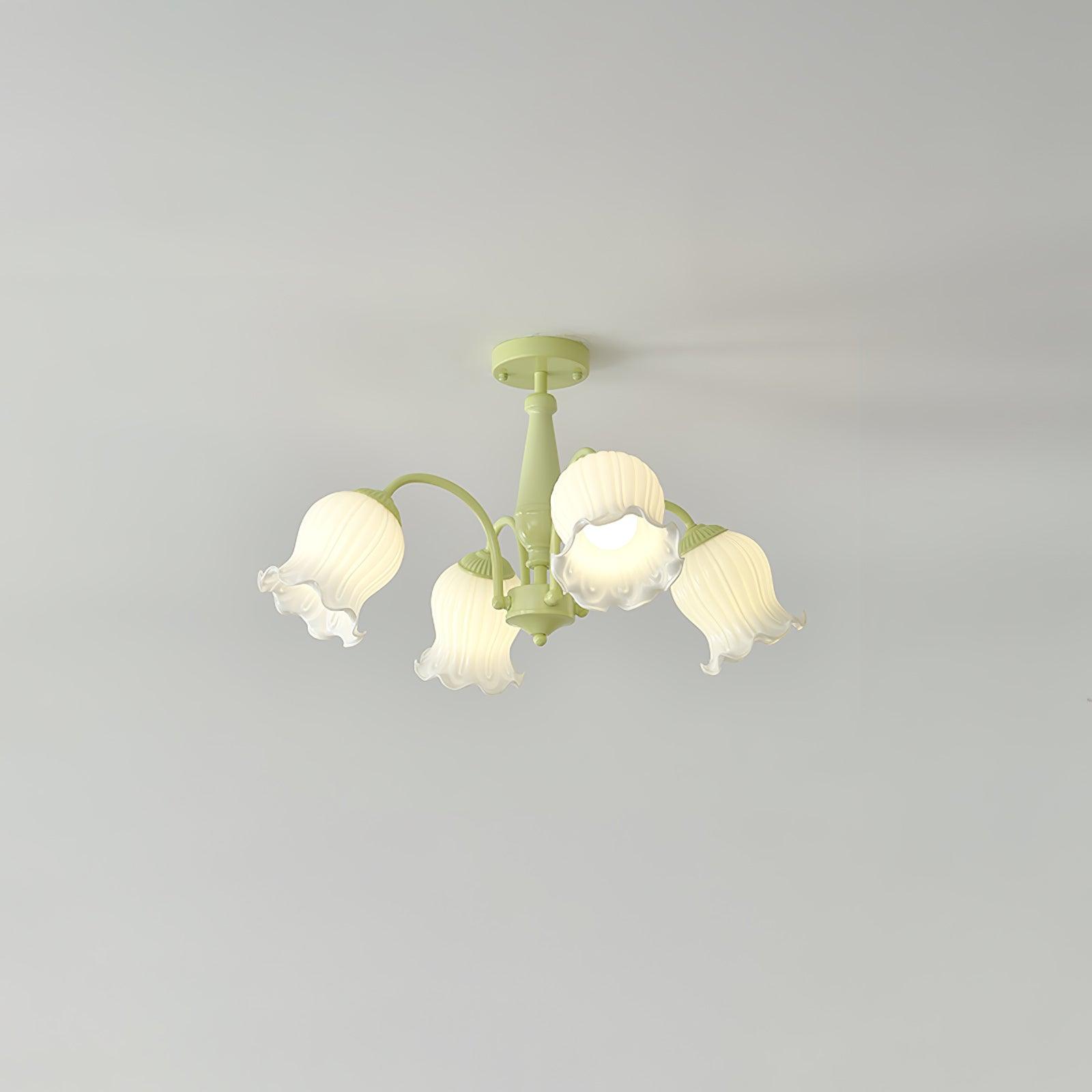 Lustra Trompeten-Kronleuchter mit floralen pastellfarbenen Glasblüten-Letslighting