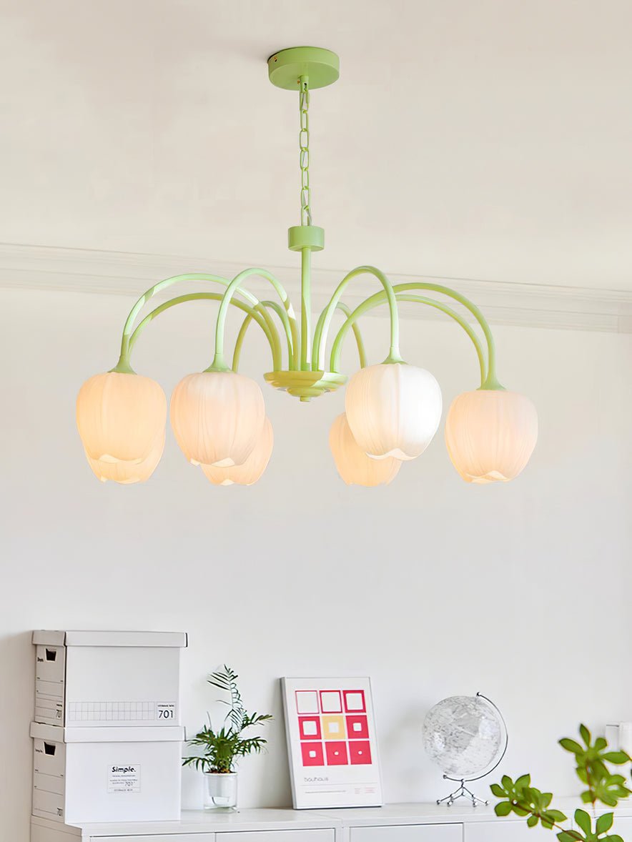 Lustra Kronleuchter Tulip Matcha Glas-Letslighting