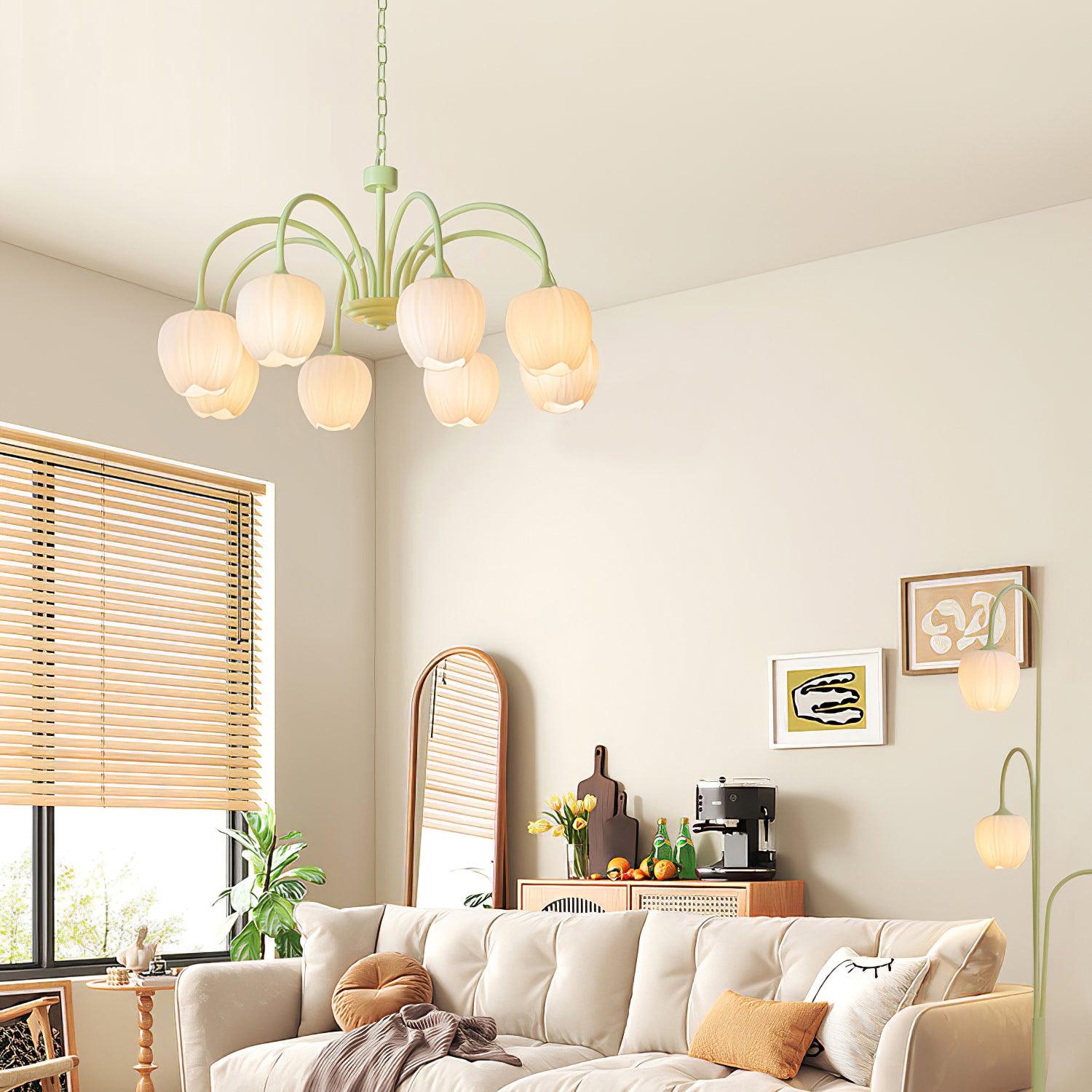 Lustra Kronleuchter Tulip Matcha Glas-Letslighting