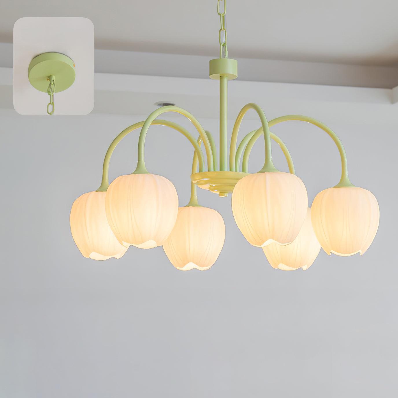 Lustra Kronleuchter Tulip Matcha Glas-Letslighting