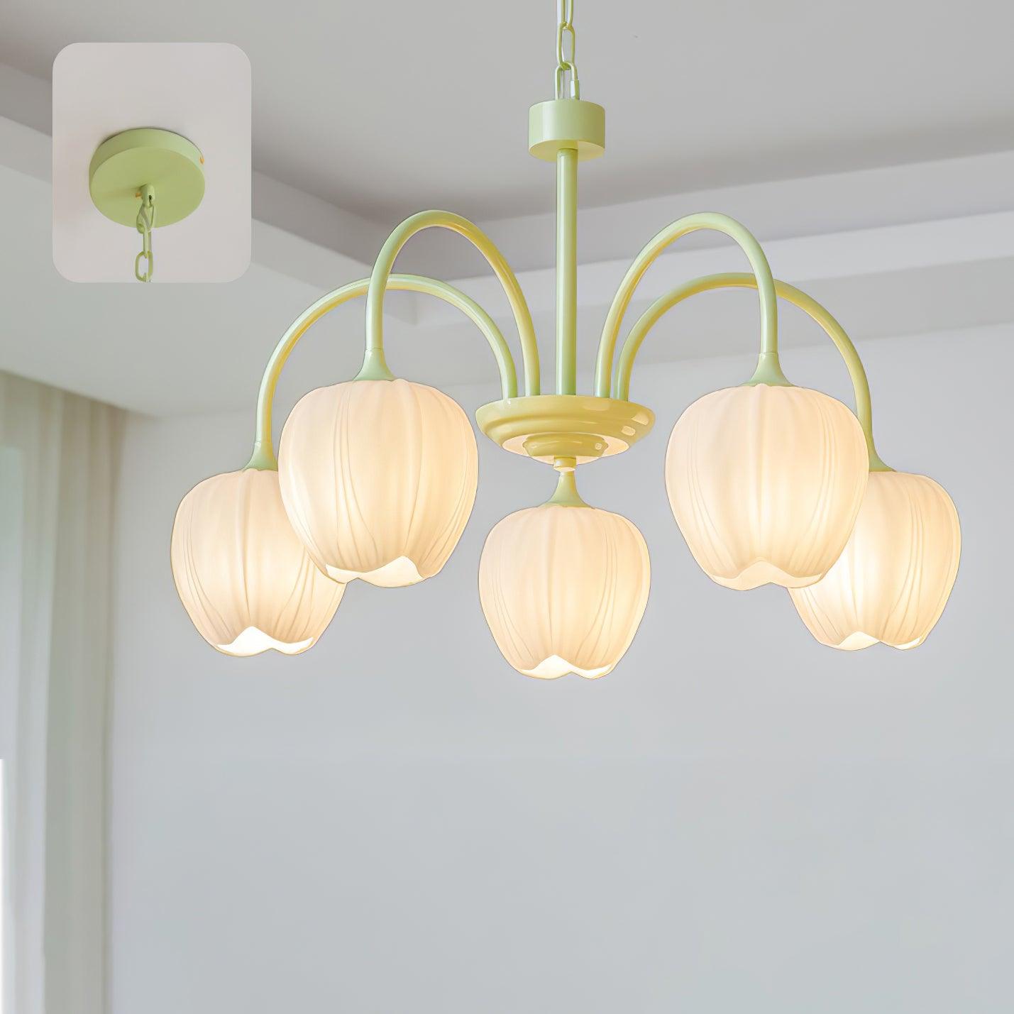 Lustra Kronleuchter Tulip Matcha Glas-Letslighting