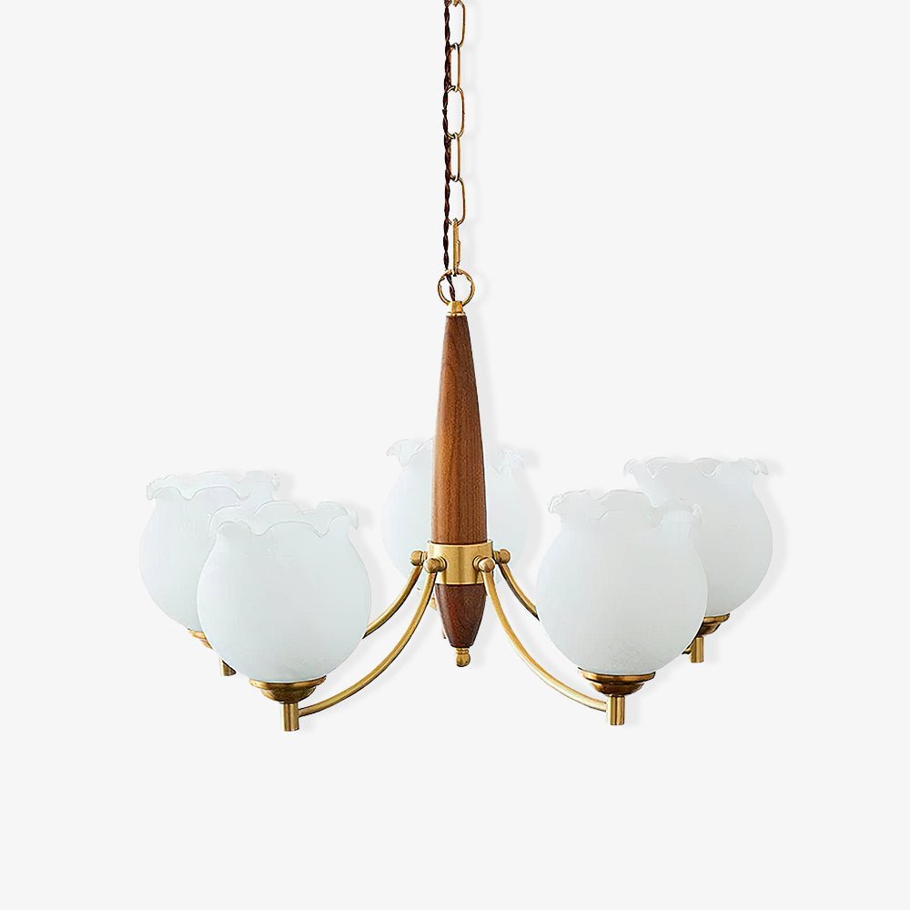 Lustra Kronleuchter Glas Holz Messing Vintage-Letslighting