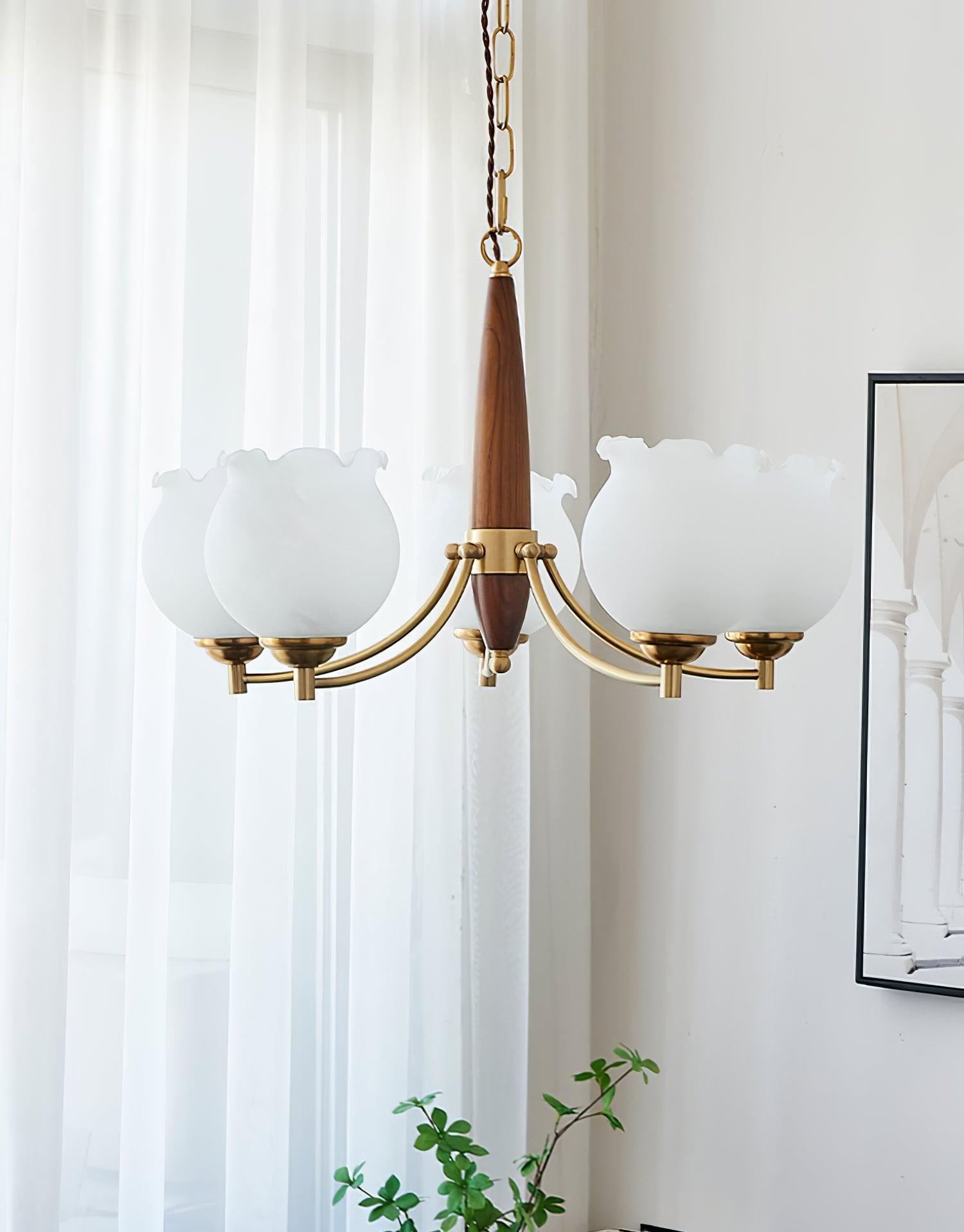 Lustra Kronleuchter Glas Holz Messing Vintage-Letslighting