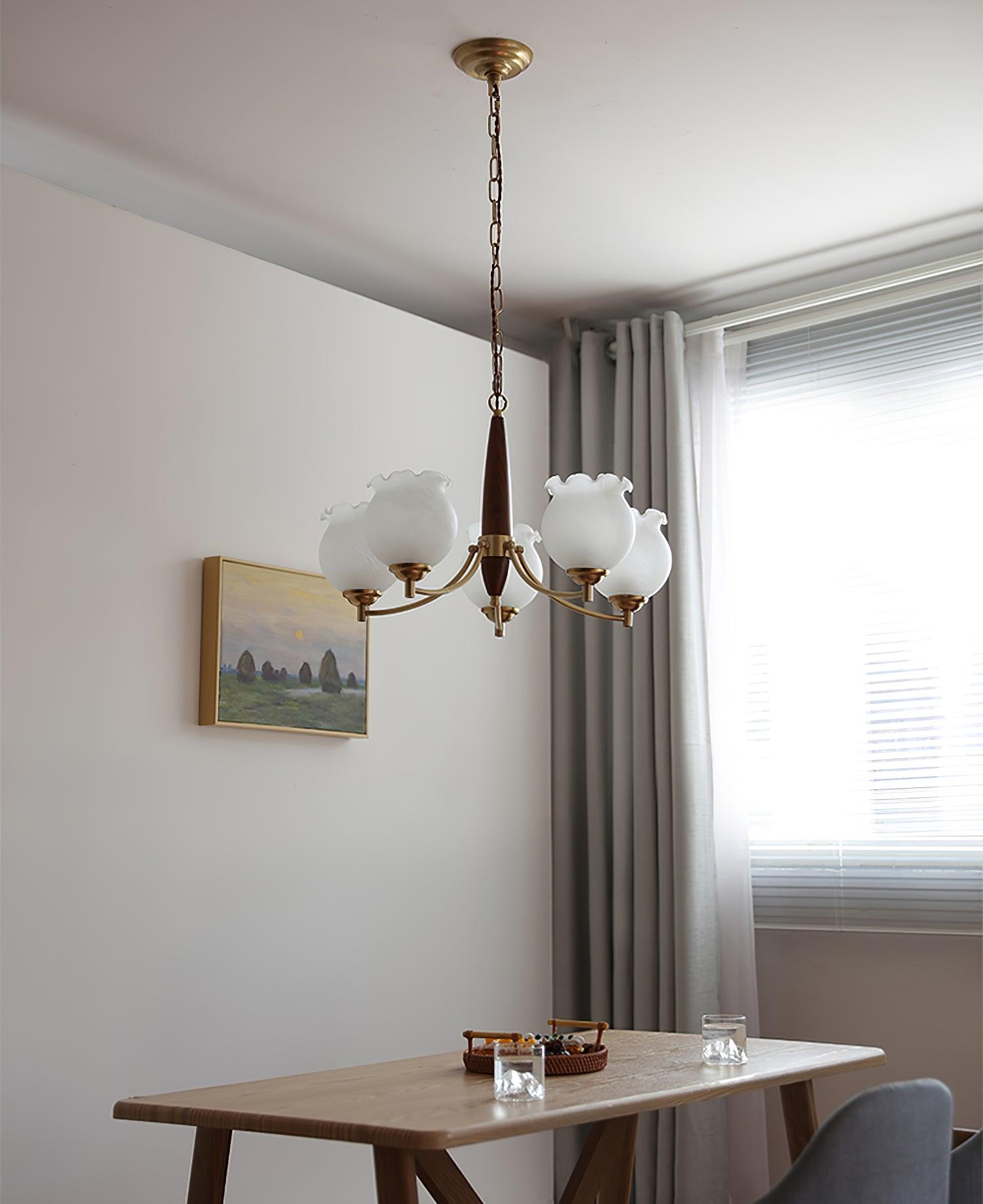 Lustra Kronleuchter Glas Holz Messing Vintage-Letslighting