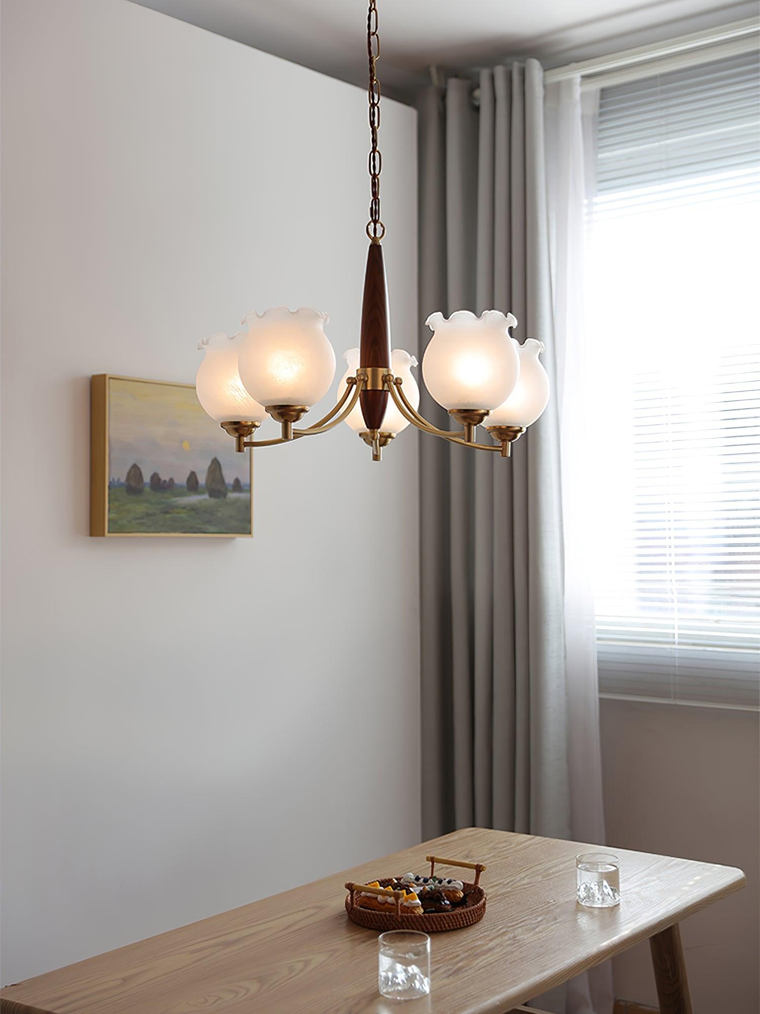 Lustra Kronleuchter Glas Holz Messing Vintage-Letslighting
