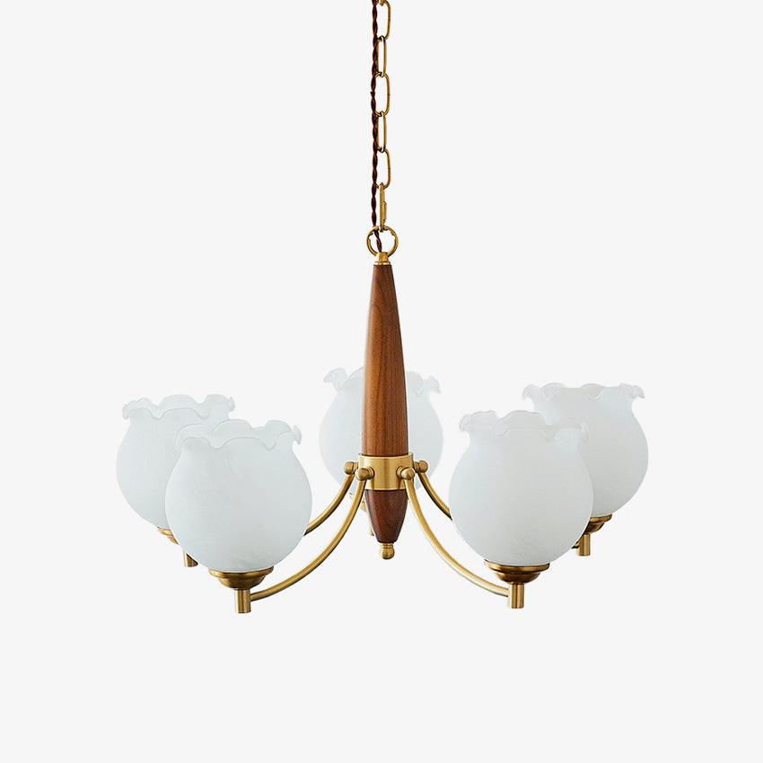 Lustra Kronleuchter Glas Holz Messing Vintage-Letslighting