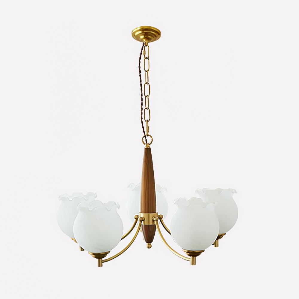 Lustra Kronleuchter Glas Holz Messing Vintage-Letslighting