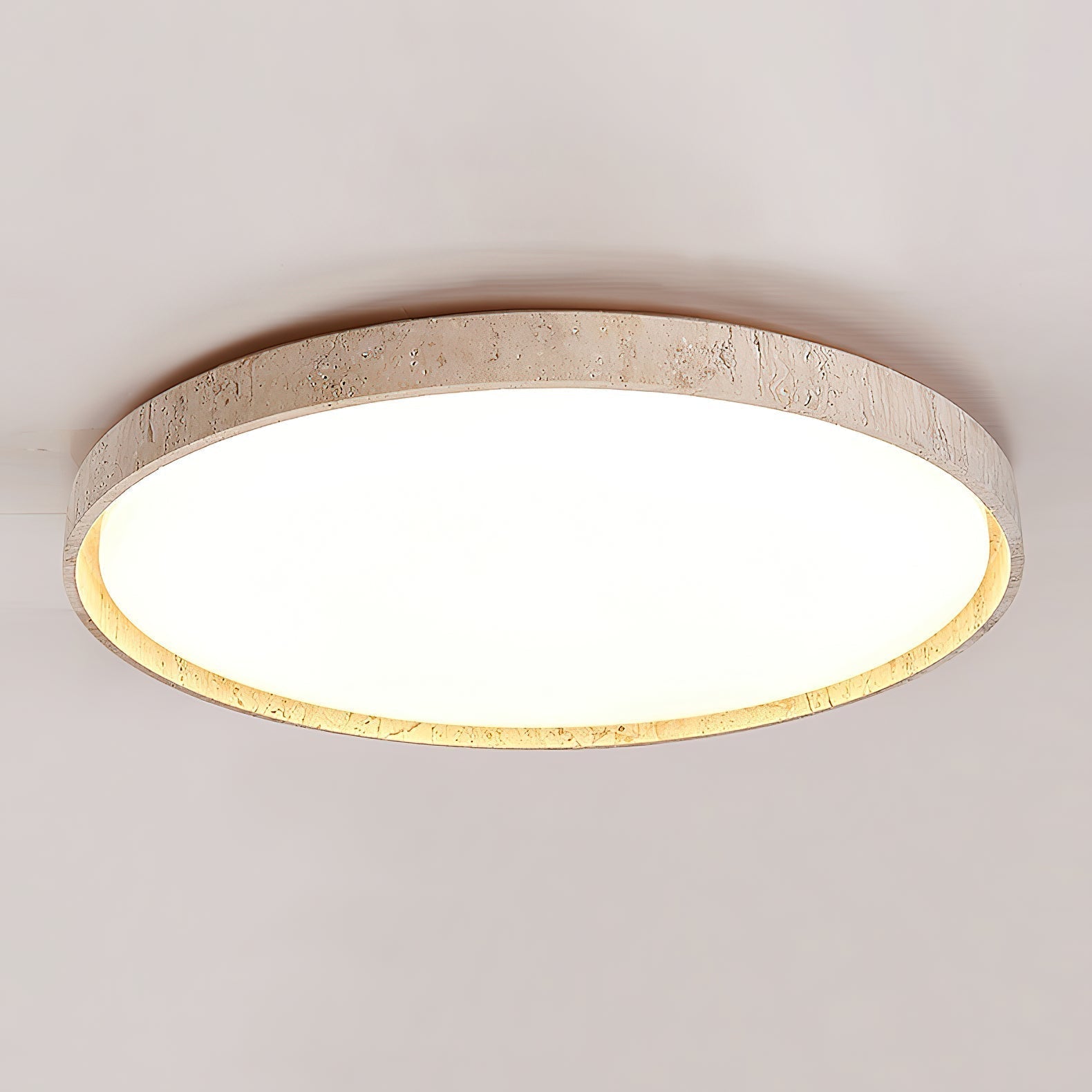 Symiror Modern Minimalist Round Travertine Ceiling Lamp - Letslighting