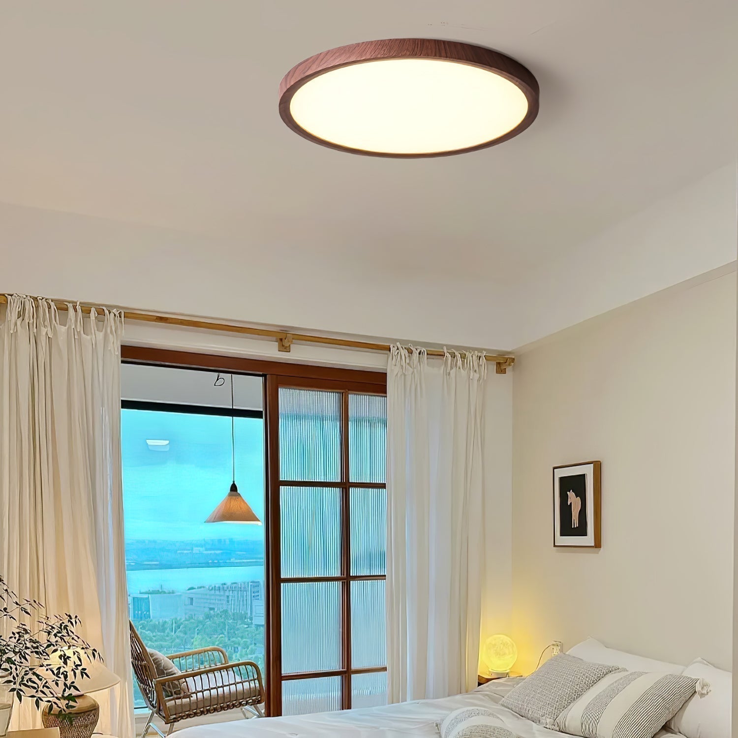 Solara Deckenleuchte Dünn Rund Walnuss Minimalistisch-Letslighting