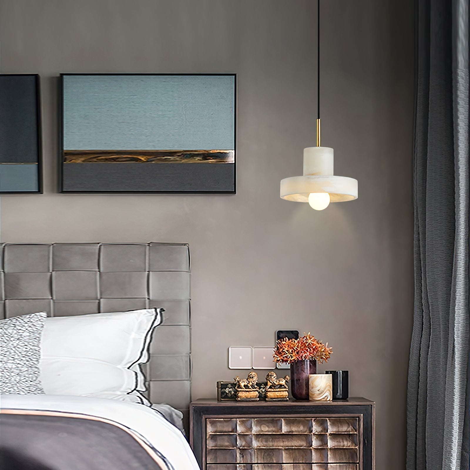 Cavelen Modern Minimalist Brass Alabaster Pendant Lamp - Letslighting