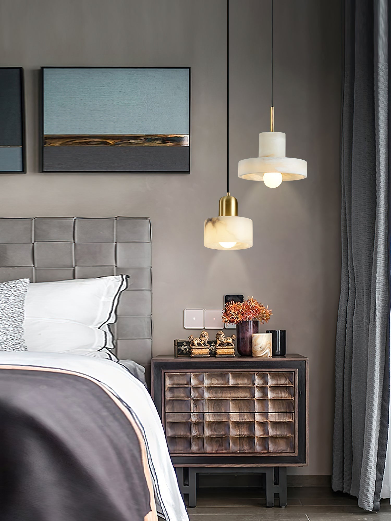 Cavelen Modern Minimalist Brass Alabaster Pendant Lamp - Letslighting