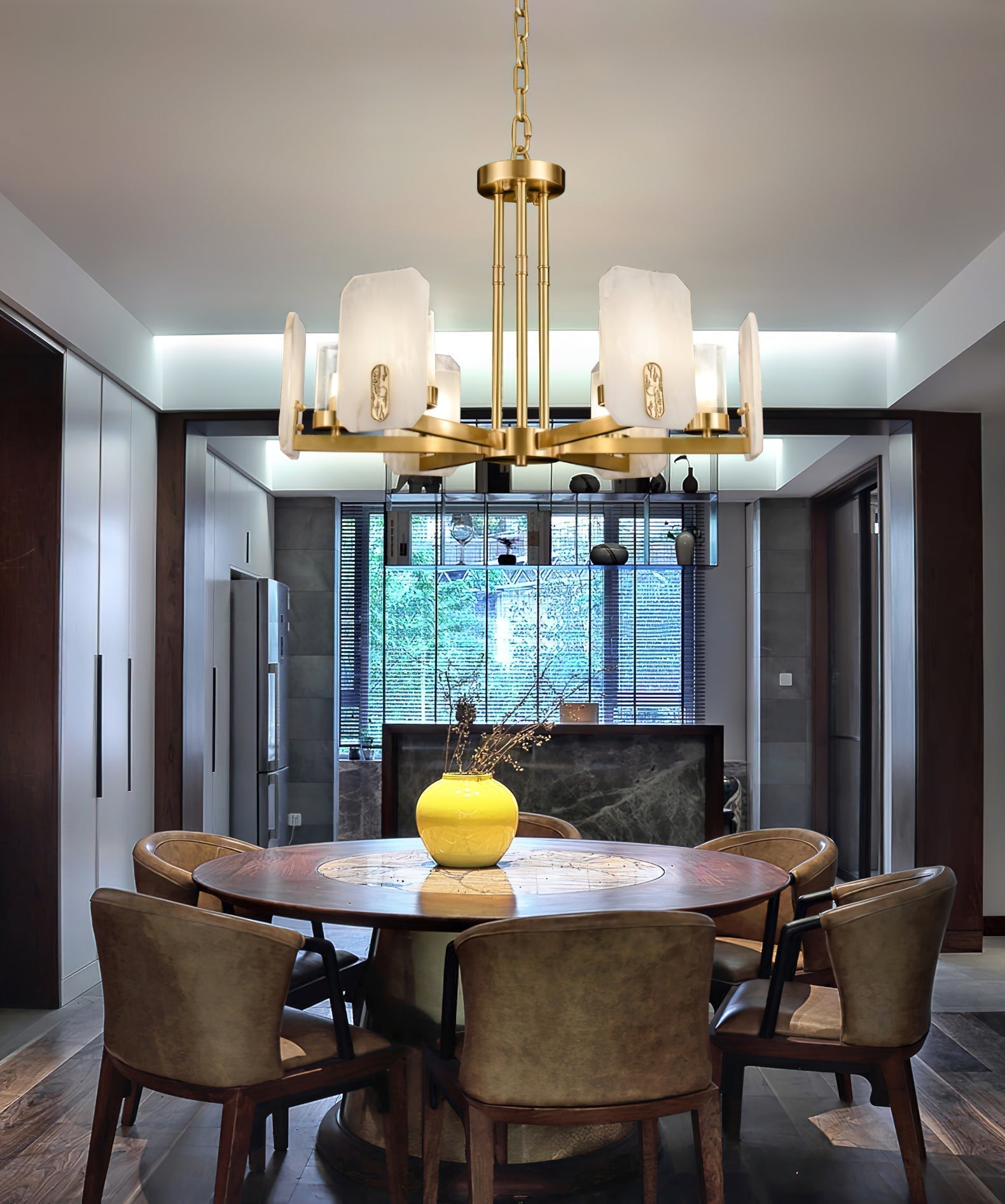 Aursorion Postmodern Luxury Brass Alabaster Chandelier - Letslighting