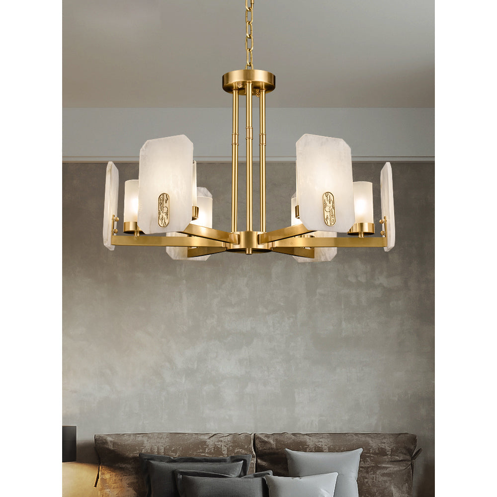 Aursorion Postmodern Luxury Brass Alabaster Chandelier - Letslighting