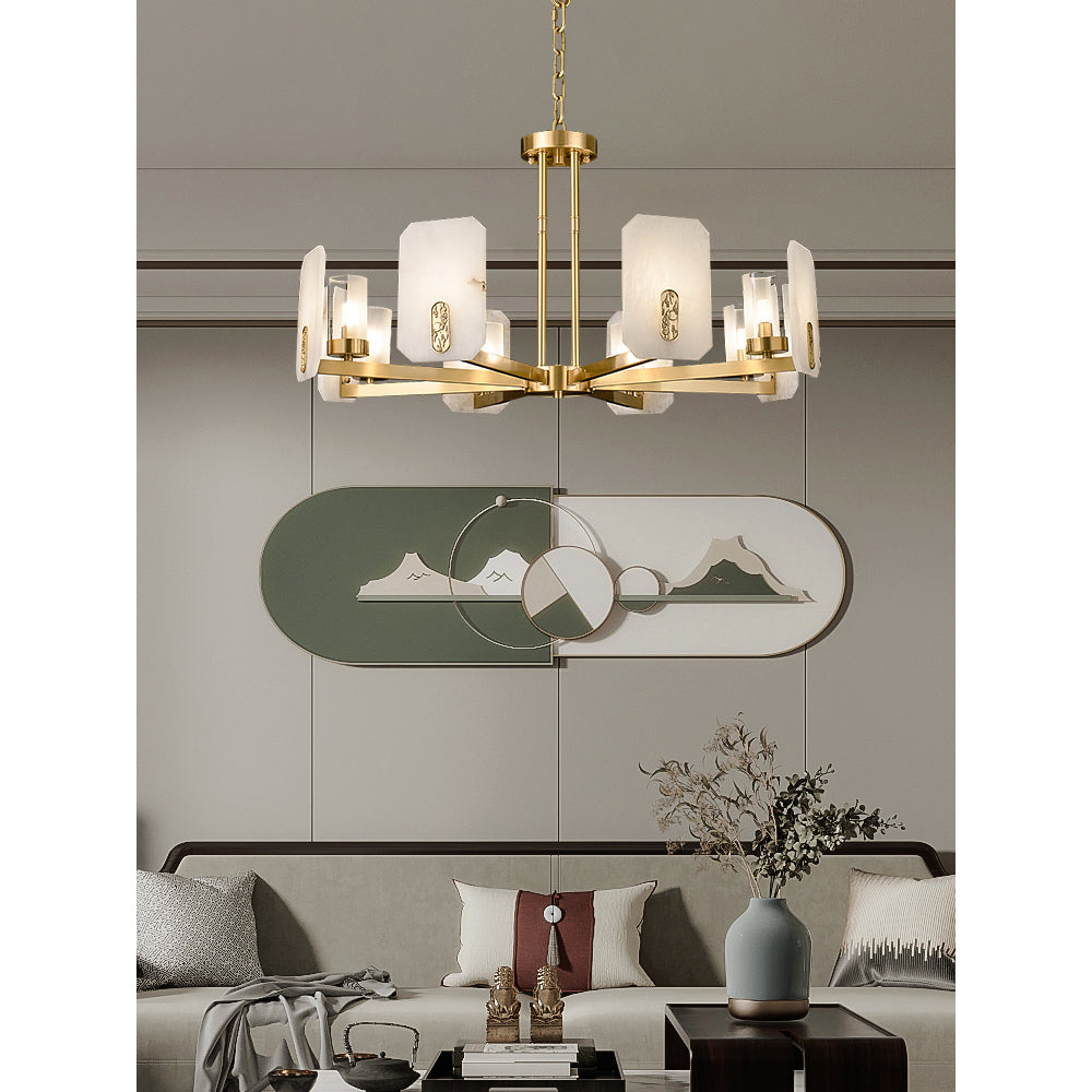 Aursorion Postmodern Luxury Brass Alabaster Chandelier - Letslighting