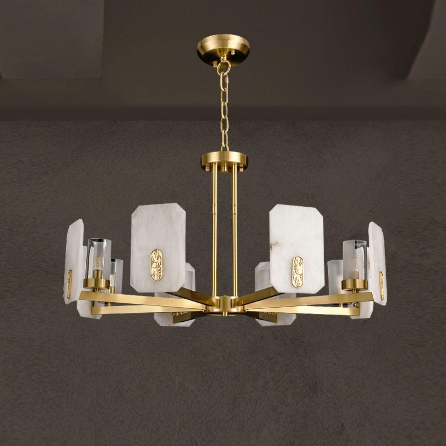 Aursorion Postmodern Luxury Brass Alabaster Chandelier - Letslighting