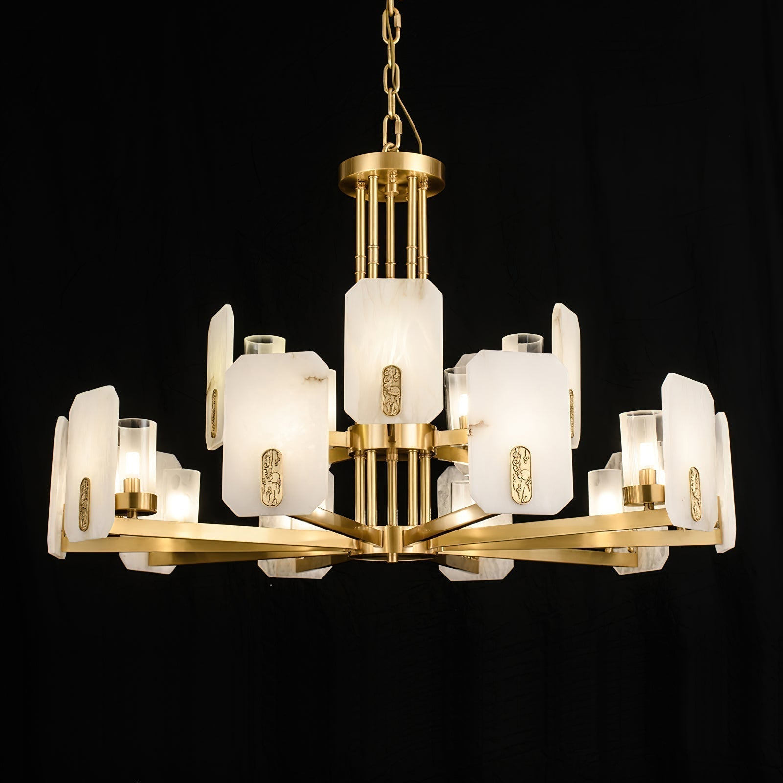 Aursorion Postmodern Luxury Brass Alabaster Chandelier - Letslighting