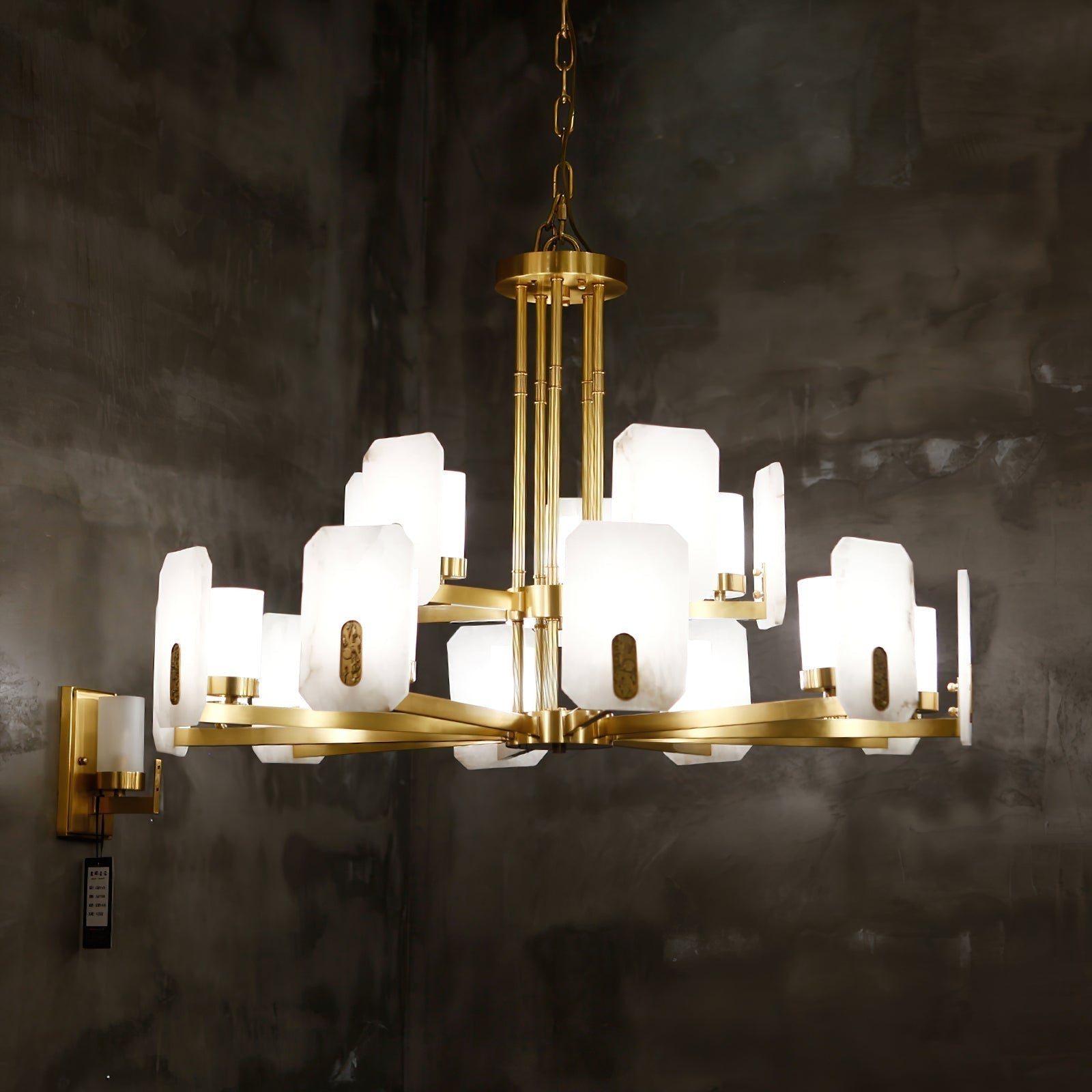 Aursorion Postmodern Luxury Brass Alabaster Chandelier - Letslighting