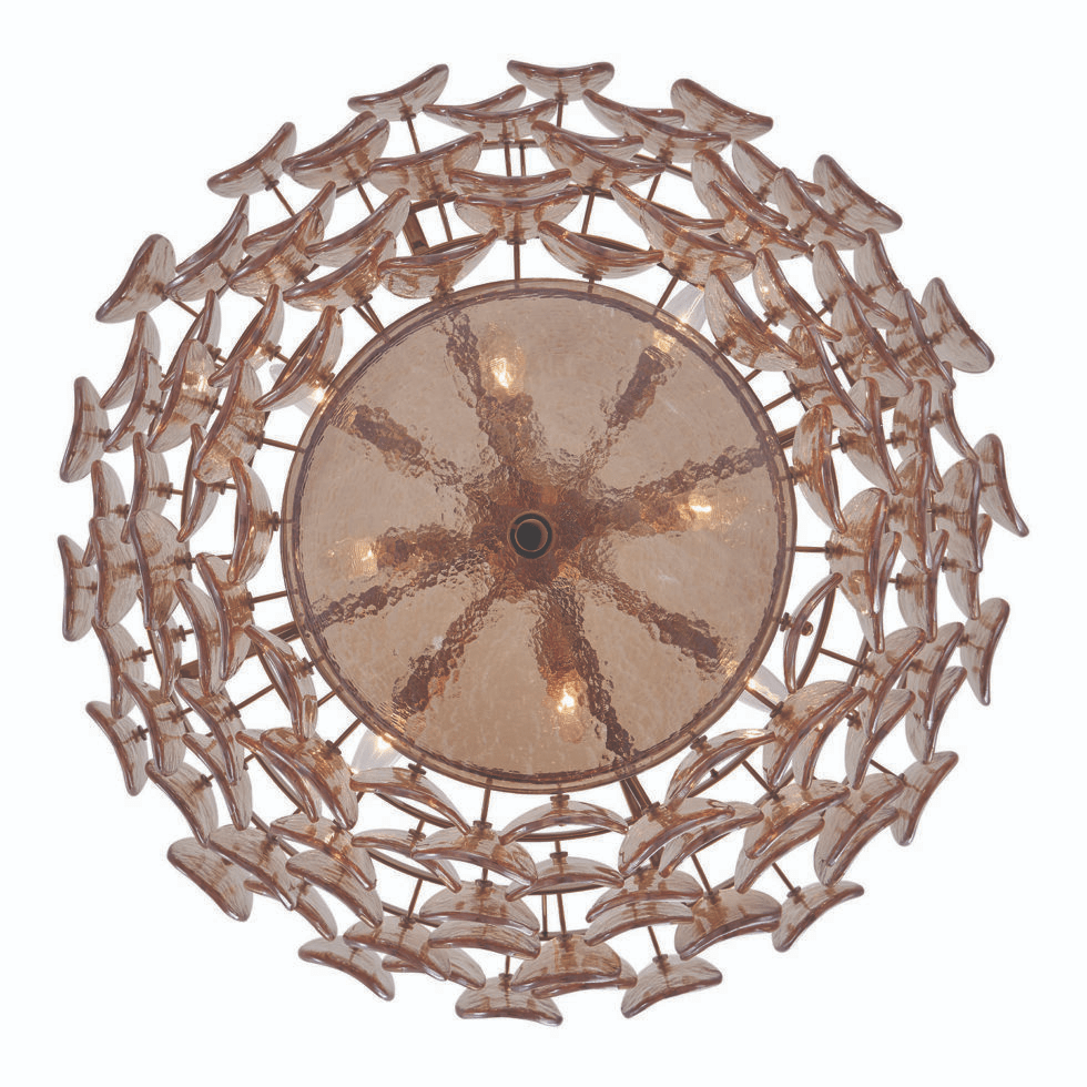 Aurora Chandelier Amber Glass Disc Fish Scale Brass - Neutralighting