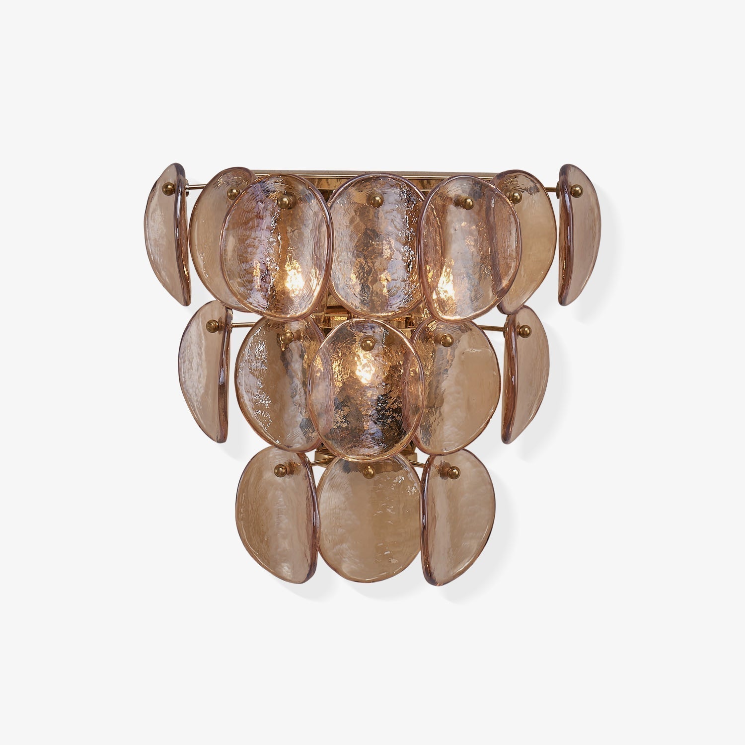 Aurora Wall Lamp Amber Glass Disc Fish Scale Brass - Neutralighting