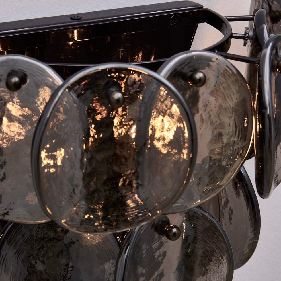 Aurora Wall Lamp Amber Glass Disc Fish Scale Brass - Neutralighting