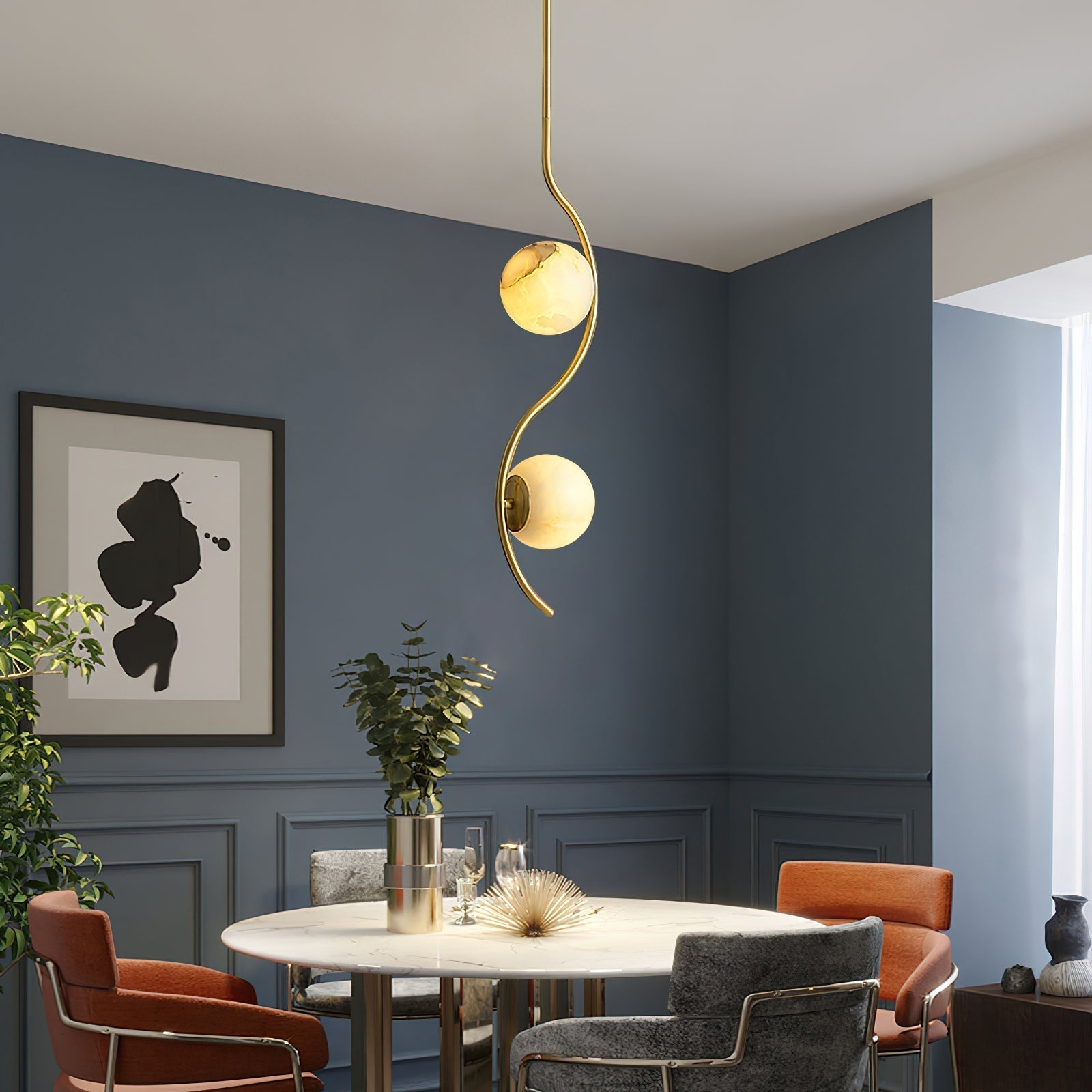 Civenan Modern Minimalist Curved Alabaster Pendant Lamp - Letslighting