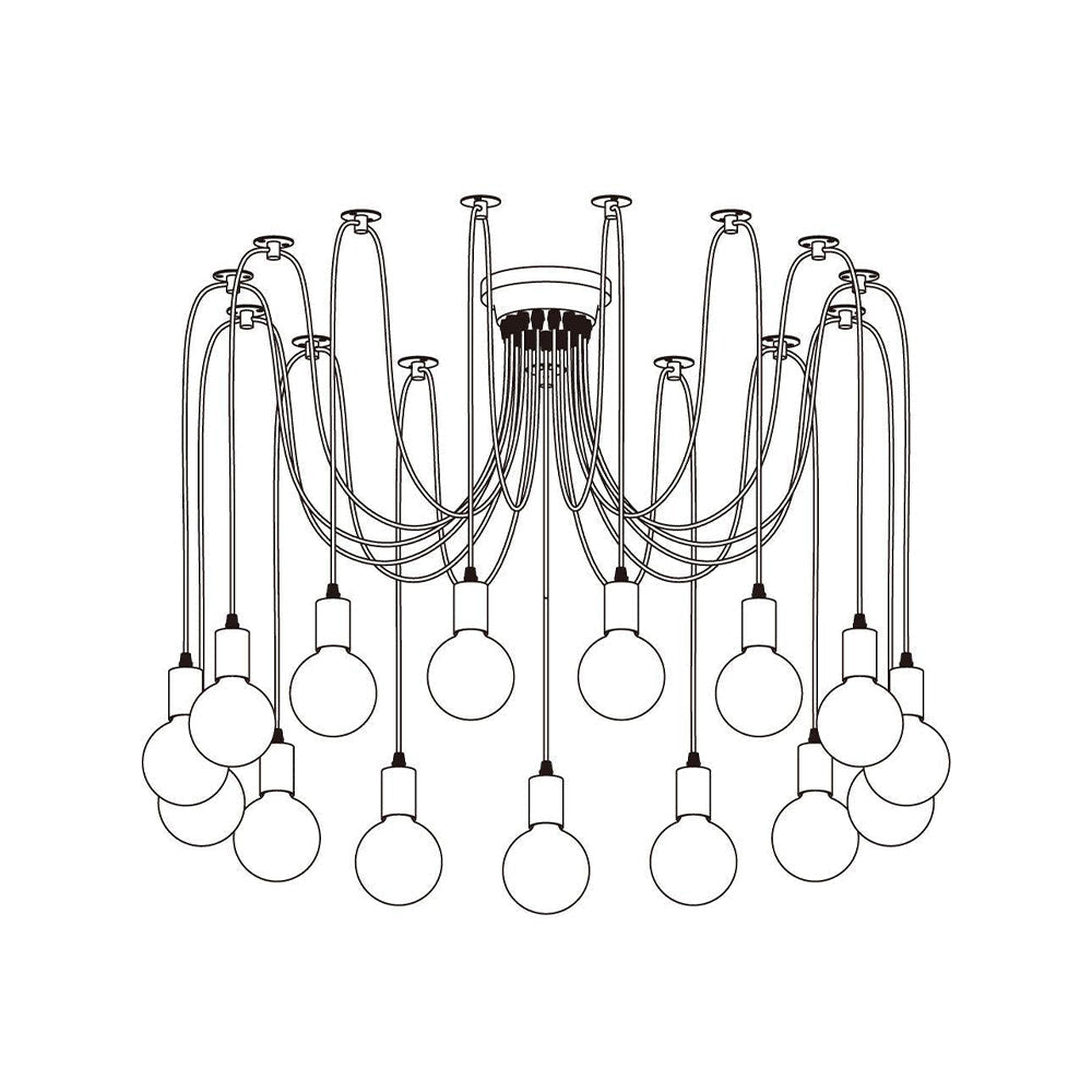 Silva Retro LED Kronleuchter Schwarz/Weiß Metall Wohnzimmer