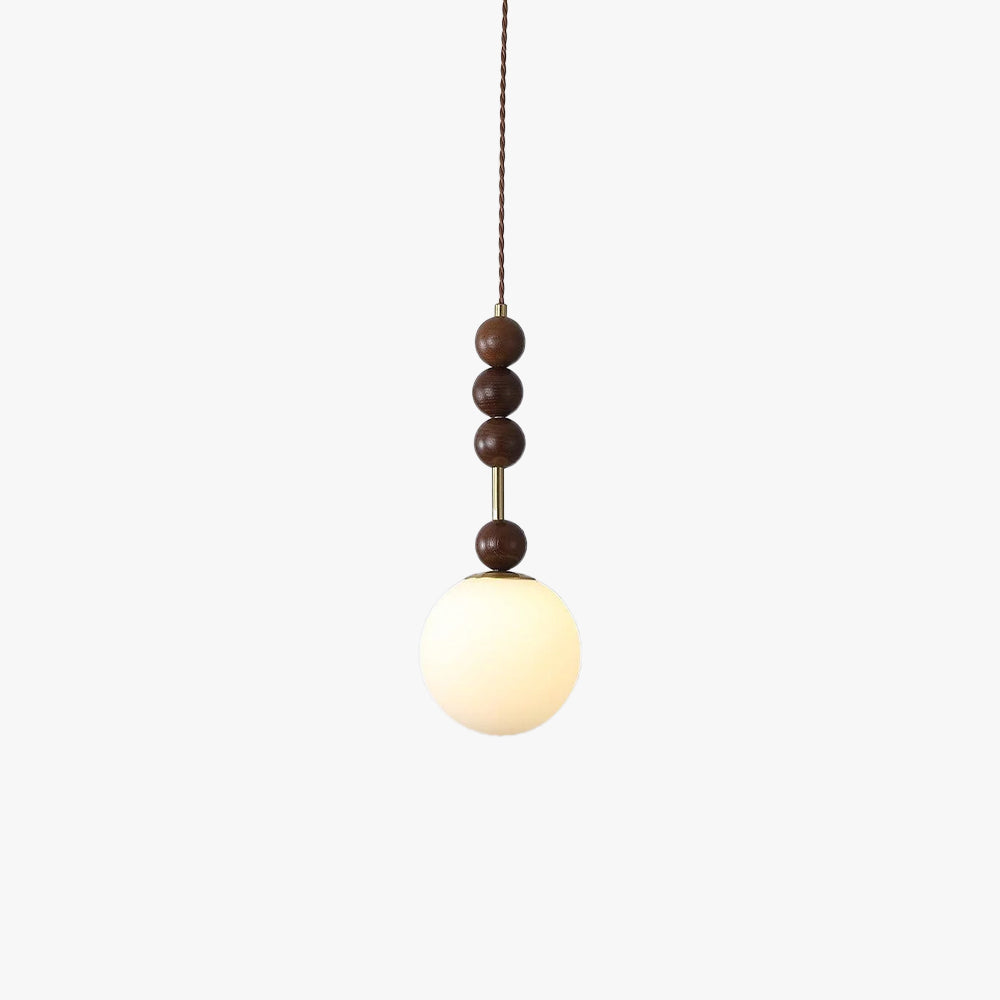 Norn Vintage-Globus-Pendelleuchte mit Holzperlen