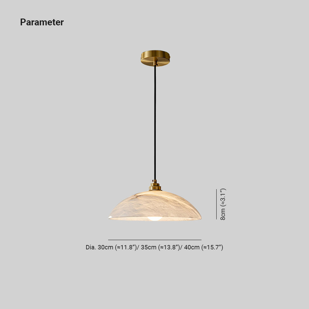 Delin Kuppel-Pendelleuchte aus Alabaster und Messing