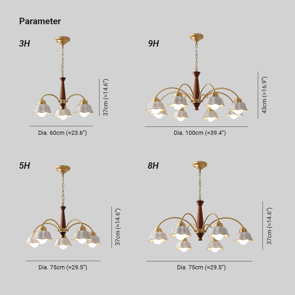 Bellin Florale Kronleuchter aus Holz und Keramik
