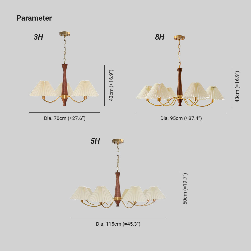 Zarn Plissierter Stoffschirm für Kronleuchter