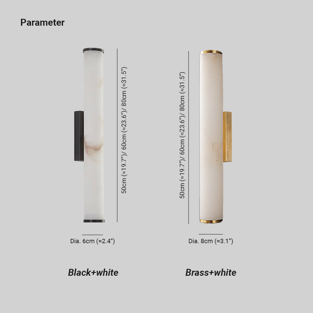 Klyr Vertikale zylindrische Alabaster-Wandleuchte