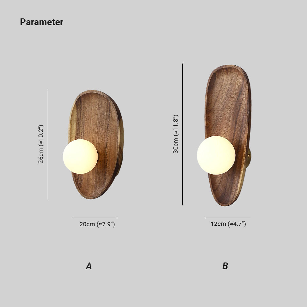 Ligno Wandleuchte aus Naturholz und Glas