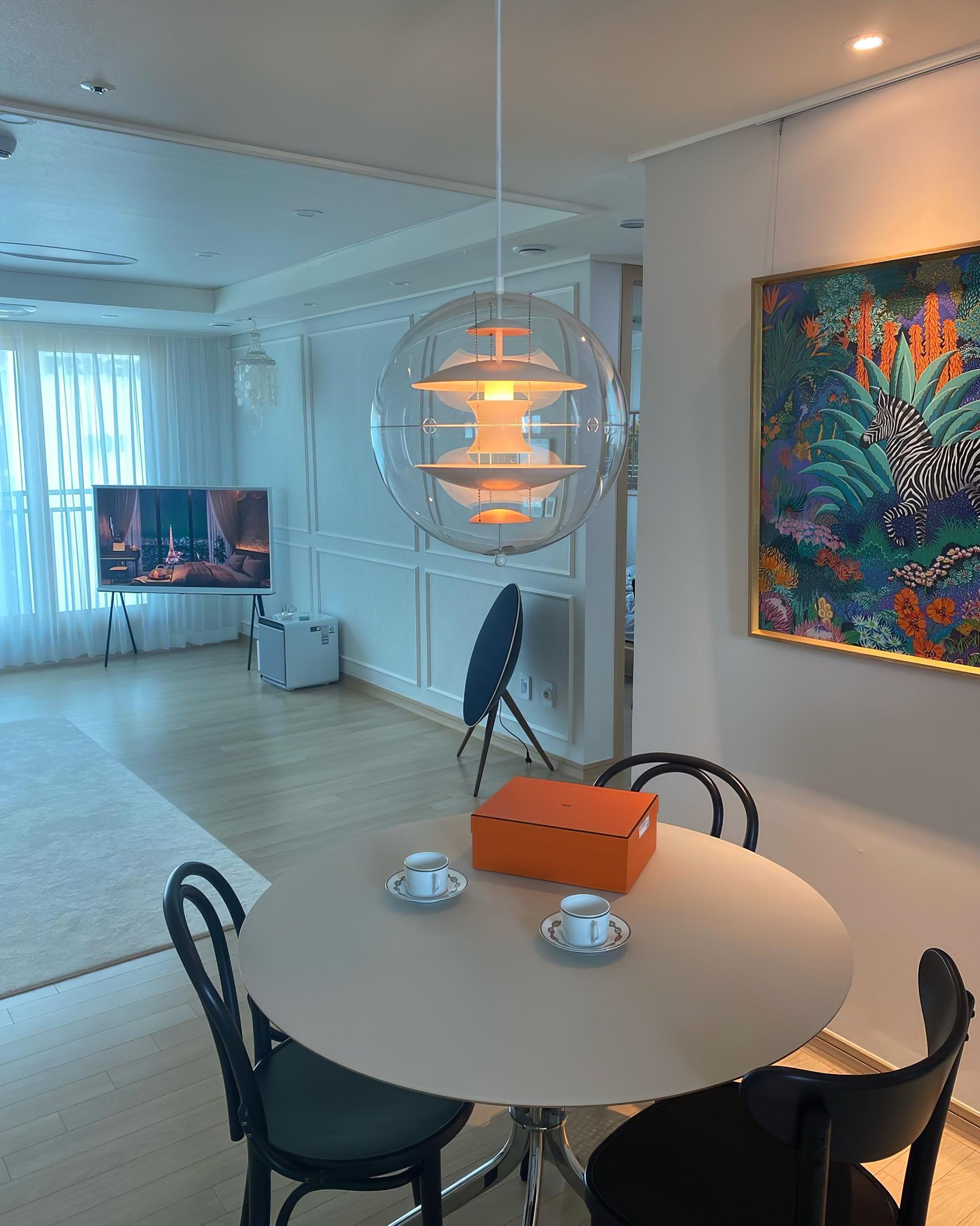 Pendant Lamp Floating Geometric Layers Clear Globe Futuristic Modern - Letslighting