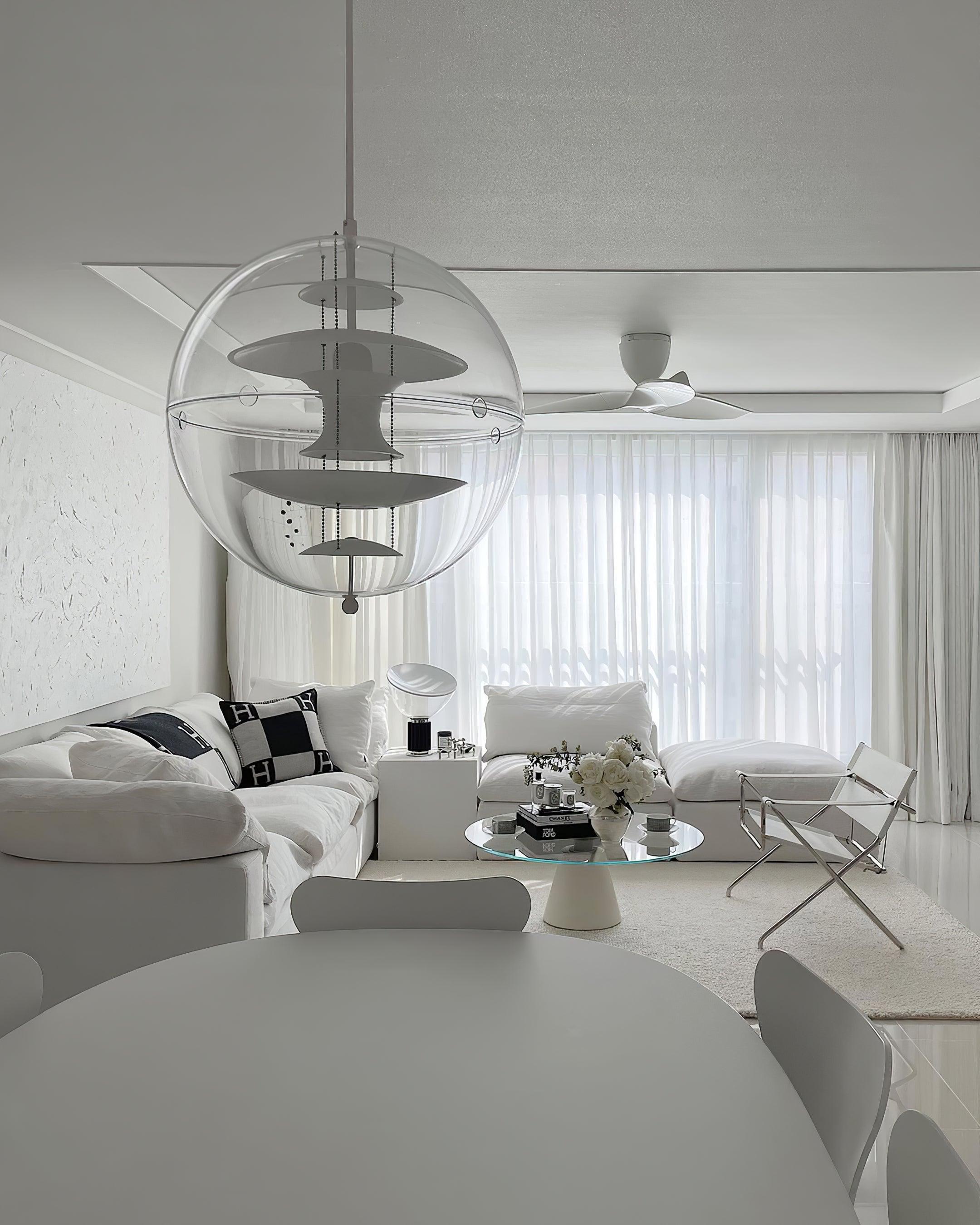 Pendant Lamp Floating Geometric Layers Clear Globe Futuristic Modern - Letslighting