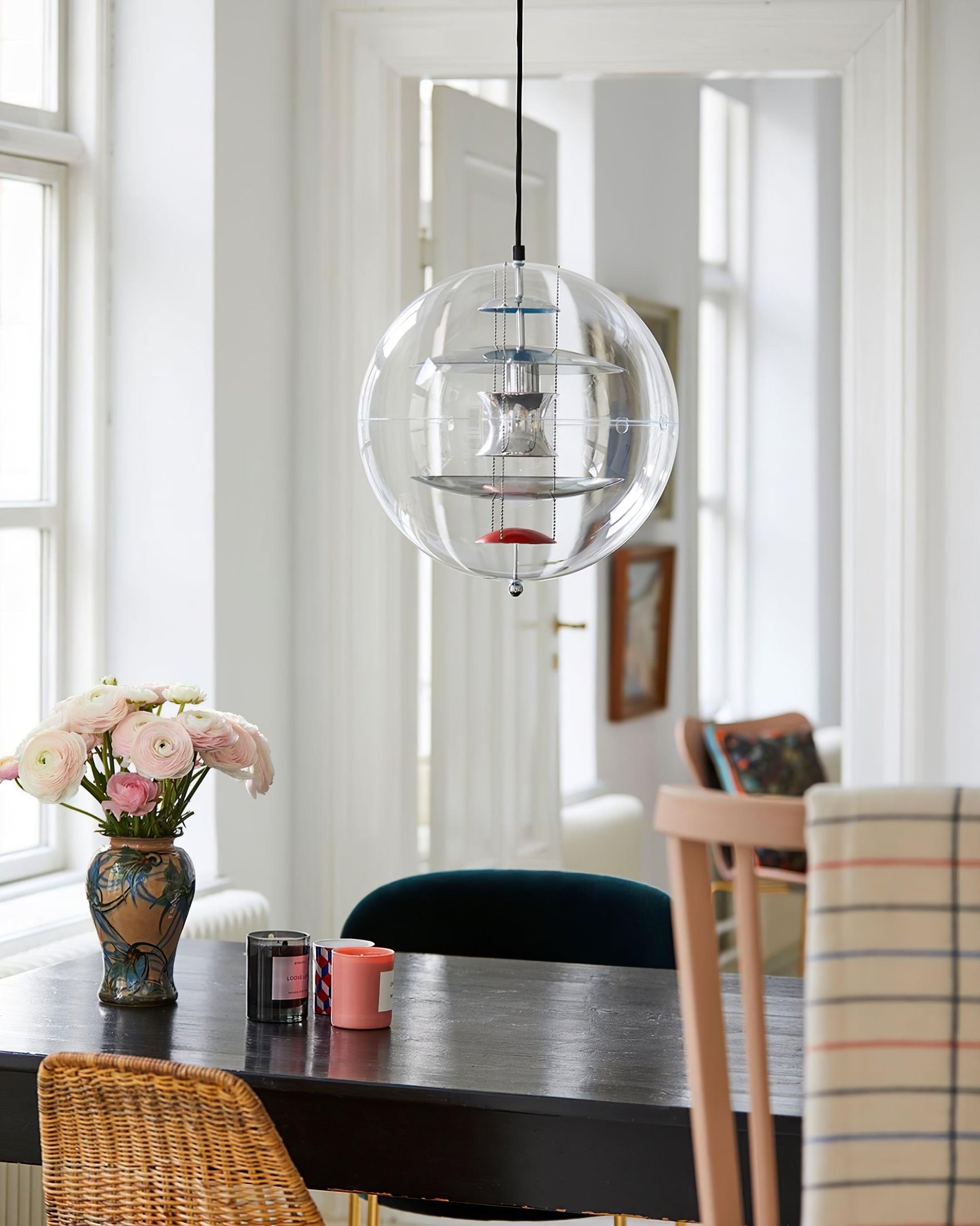 Pendant Lamp Floating Geometric Layers Clear Globe Futuristic Modern - Letslighting