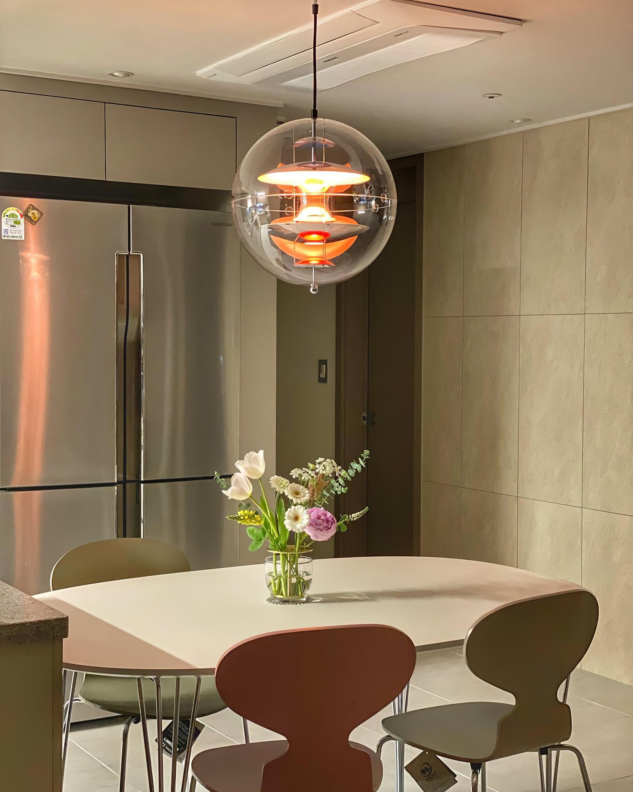Pendant Lamp Floating Geometric Layers Clear Globe Futuristic Modern - Letslighting