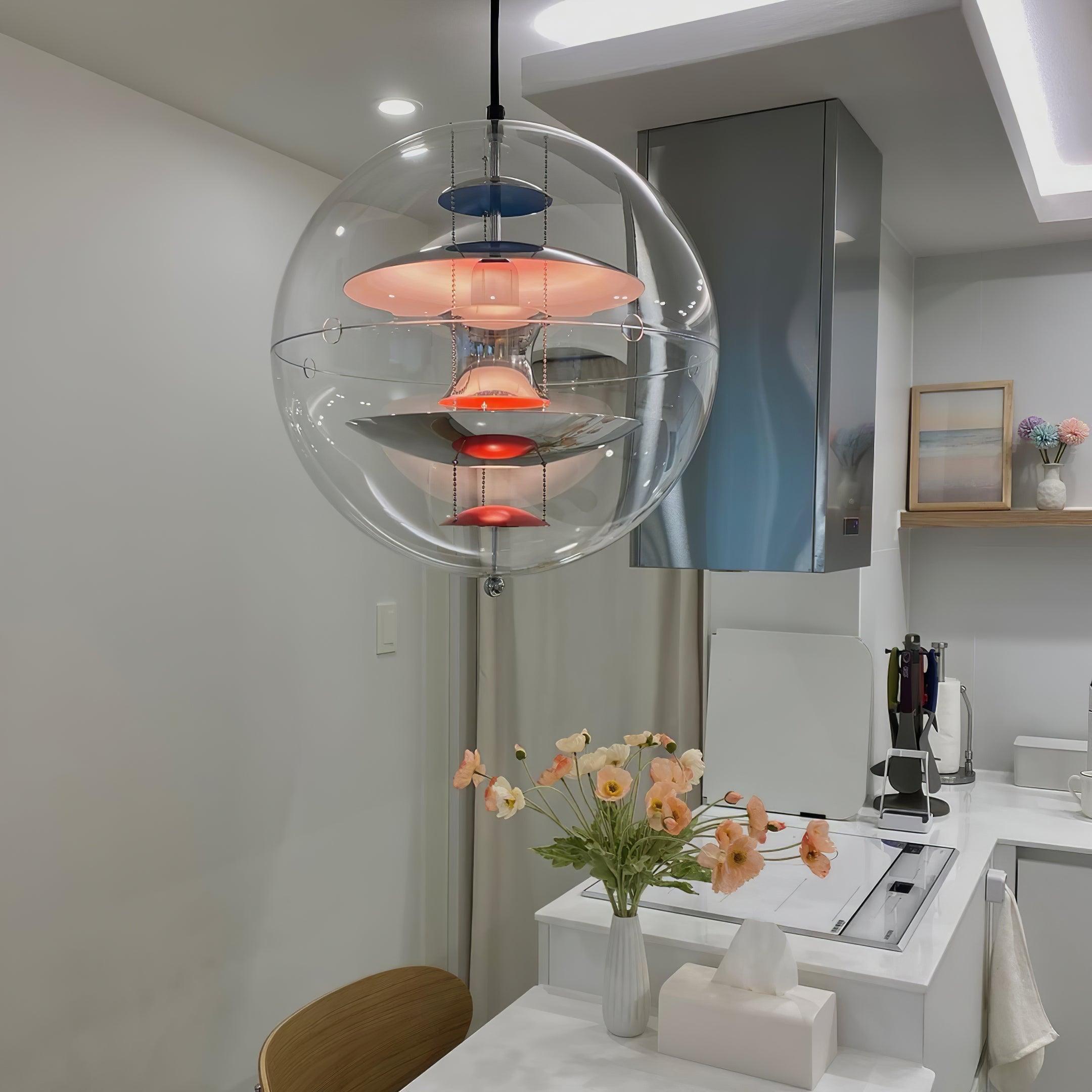 Pendant Lamp Floating Geometric Layers Clear Globe Futuristic Modern - Letslighting