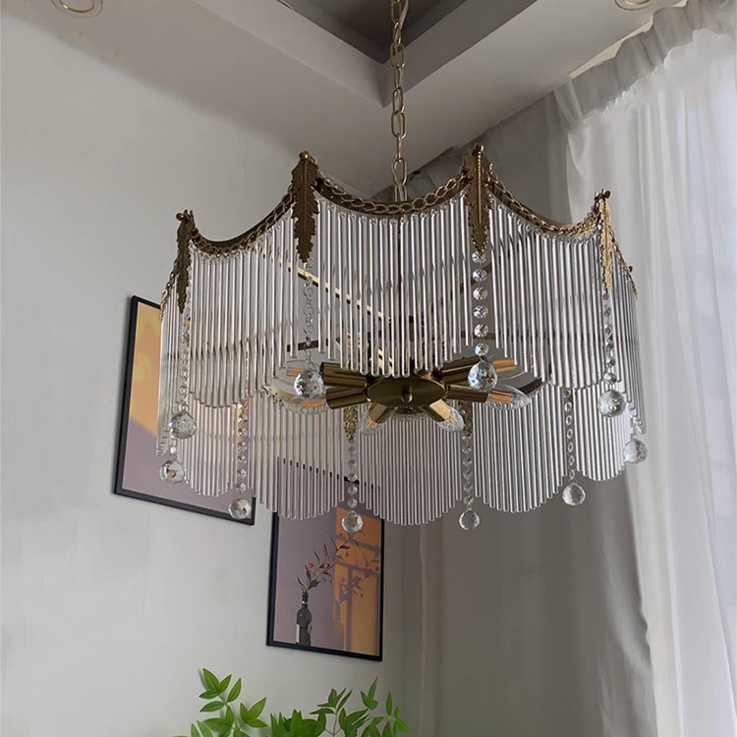 Elias Luxuriöse Glas-Kronleuchter im Landhausstil