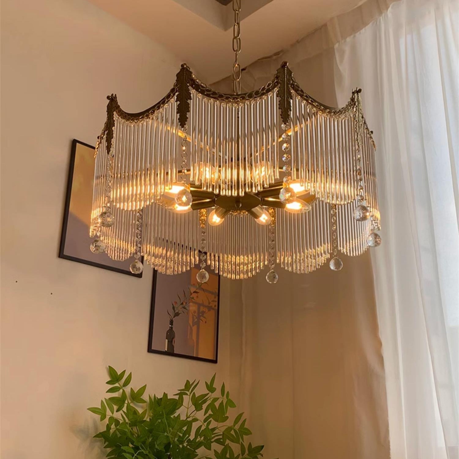 Elias Luxuriöse Glas-Kronleuchter im Landhausstil