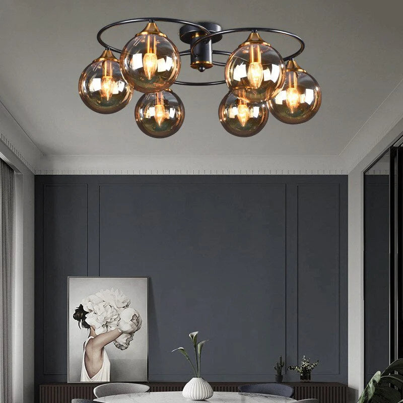 Valentina Denkenleuchte Nodic LED  Kugel Schwarz Ess/Wohnzimmer Glas