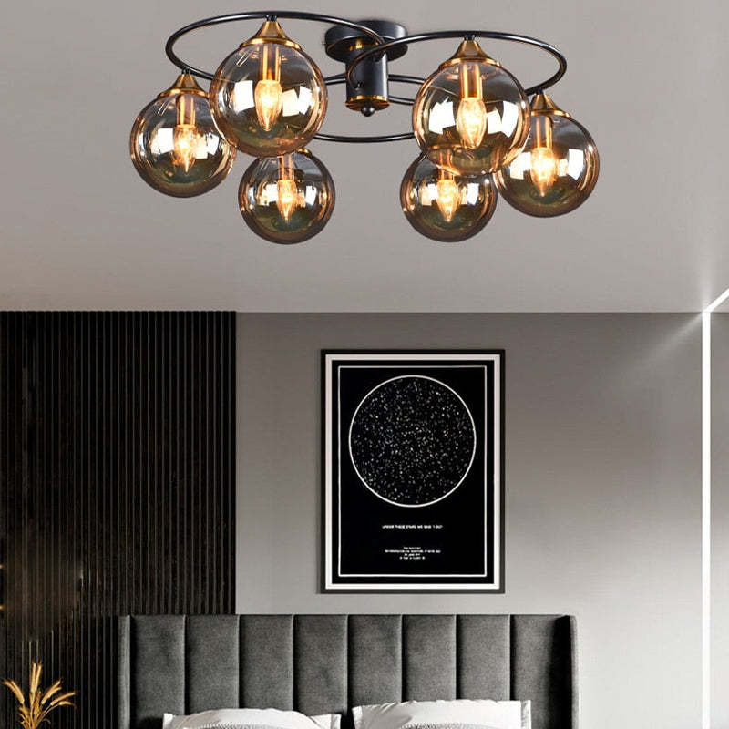 Valentina Denkenleuchte Nodic LED  Kugel Schwarz Ess/Wohnzimmer Glas